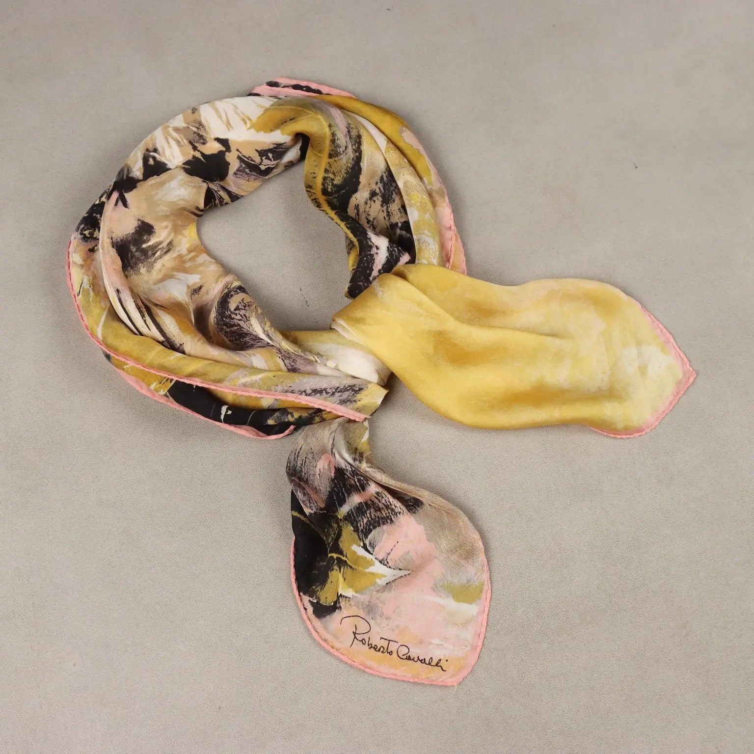 Roberto Cavalli Exotic Print Silk Scarf Coloured Pre-Loved