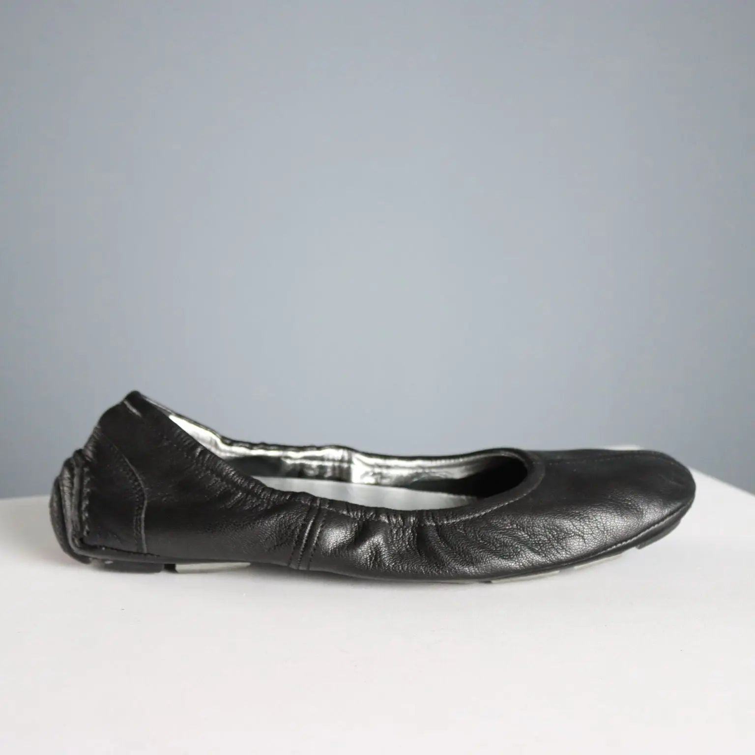 Prada Black Leather Elastic Ballerinas UK Size 5 Second Hand Italy