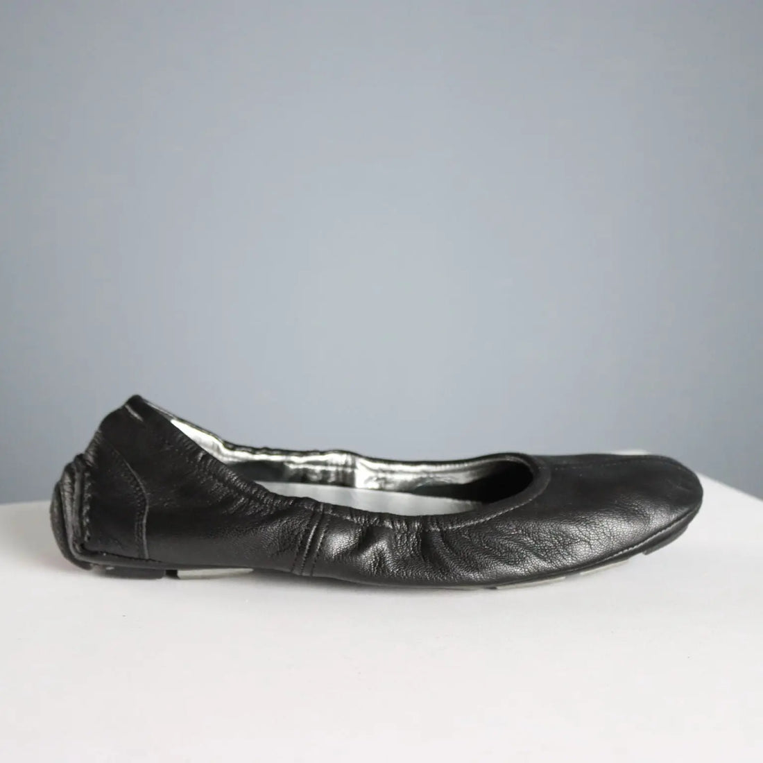 Prada Black Leather Elastic Ballerinas UK Size 5 Second Hand Italy