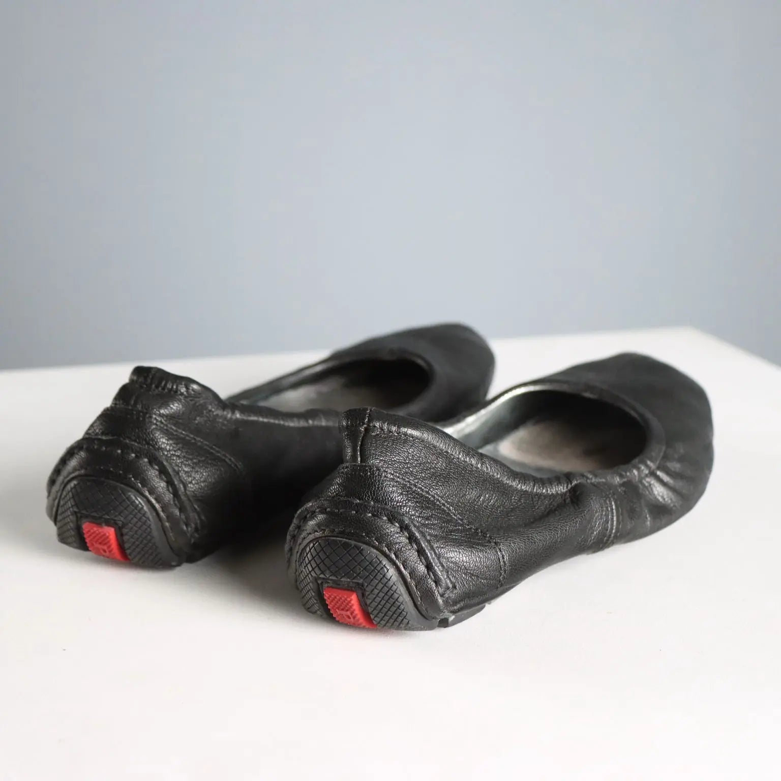 Prada Black Leather Elastic Ballerinas UK Size 5 Second Hand Italy