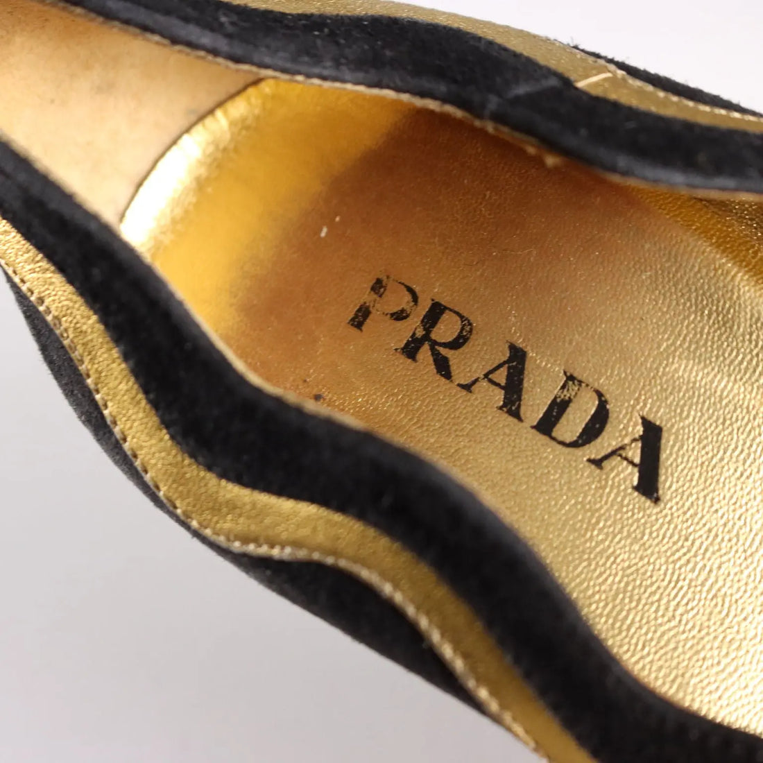 Prada Shoes Black and Gold Suede UK Size 7 Italy Second Hand - UK Size 7 | Clothing & House Linens | Second hand
