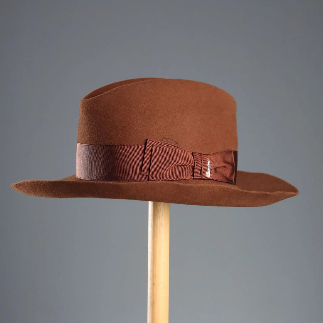 Borsalino Brown Felt Hat UK Size 6 3/4 Italy Second Hand