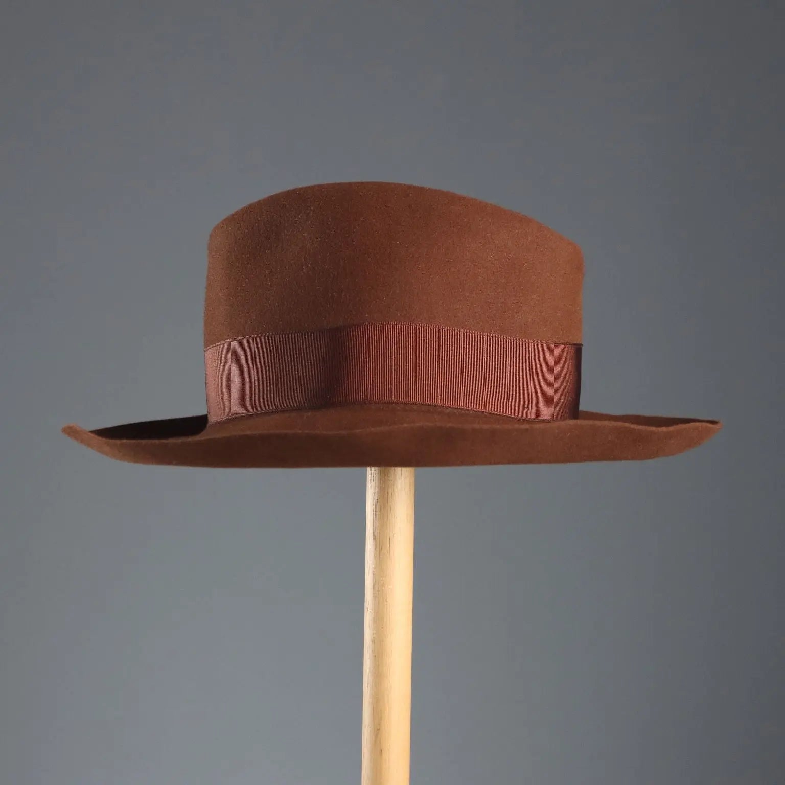 Borsalino Brown Felt Hat UK Size 6 3/4 Italy Second Hand