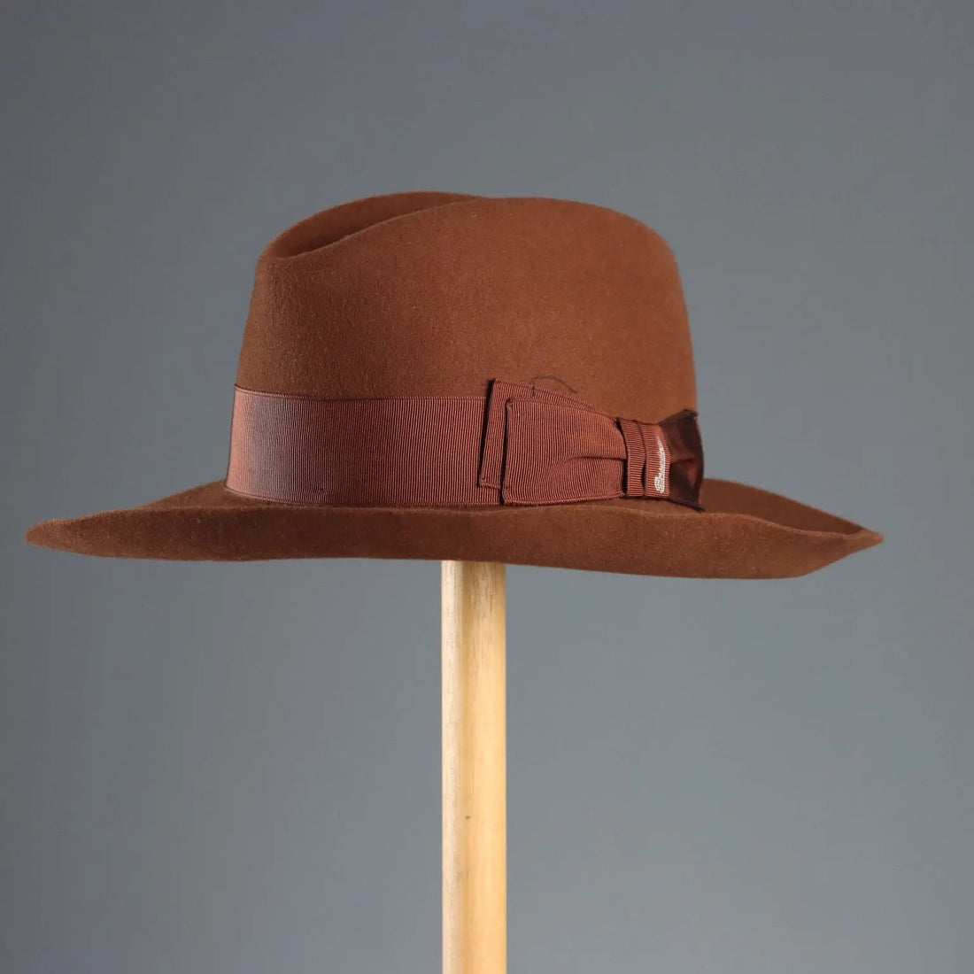 Borsalino Brown Felt Hat UK Size 6 3/4 Italy Second Hand