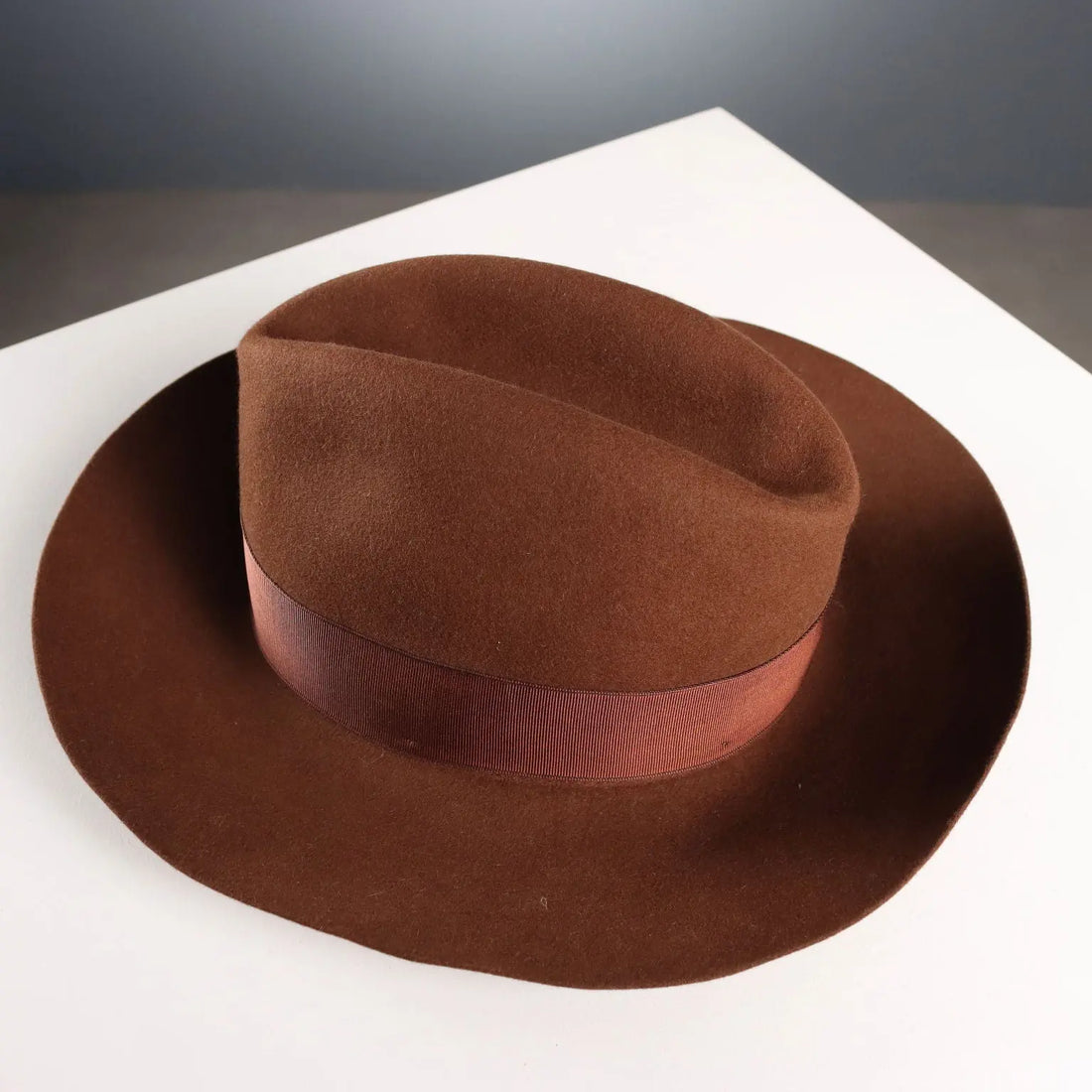 Borsalino Brown Felt Hat UK Size 6 3/4 Italy Second Hand