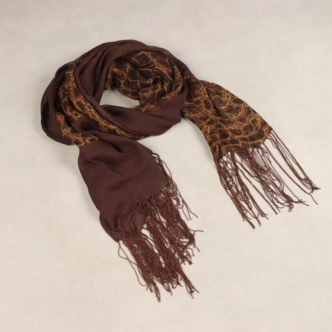 Escada Silk Stole with Brown Animal Print Second Hand Germany