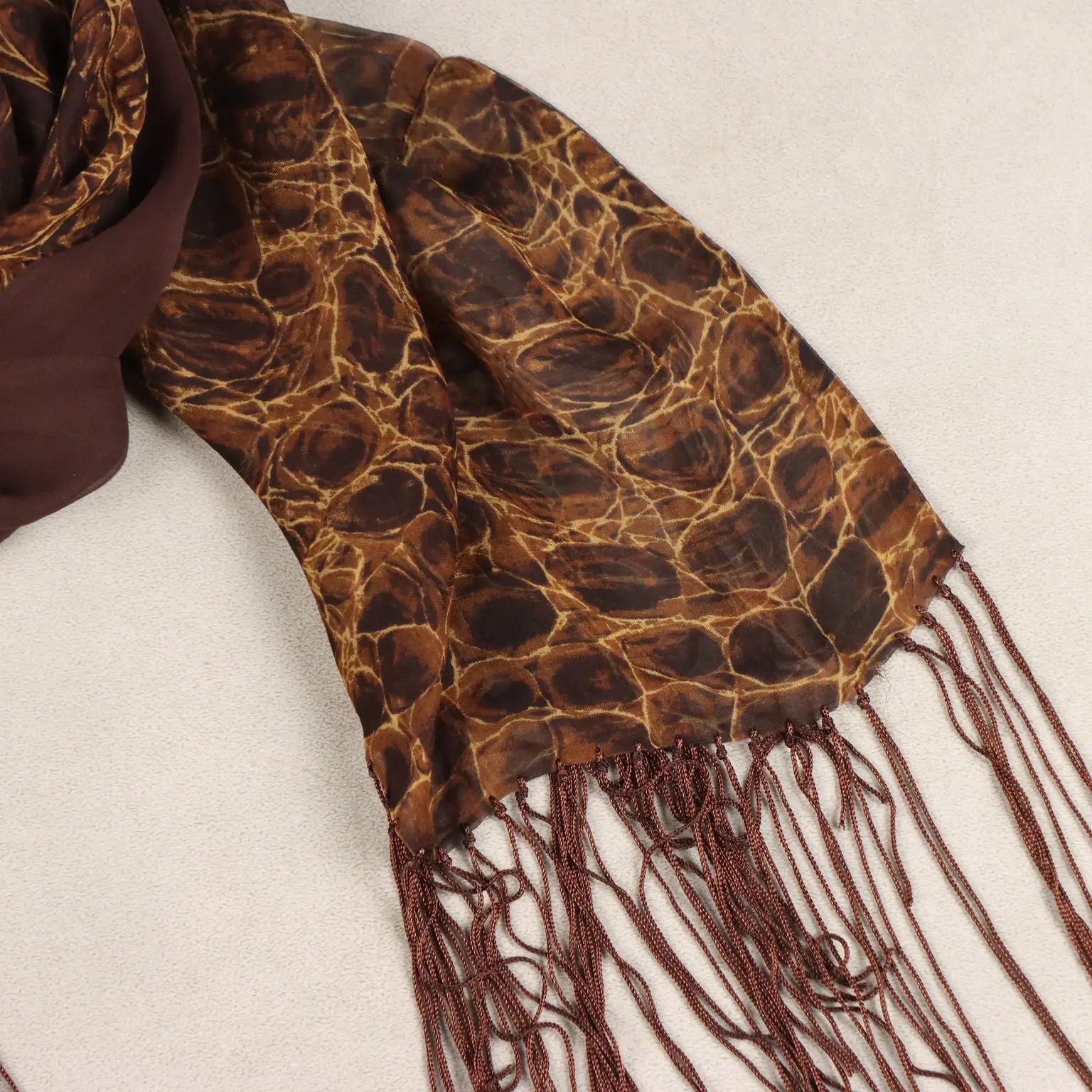 Escada Silk Stole with Brown Animal Print Second Hand Germany