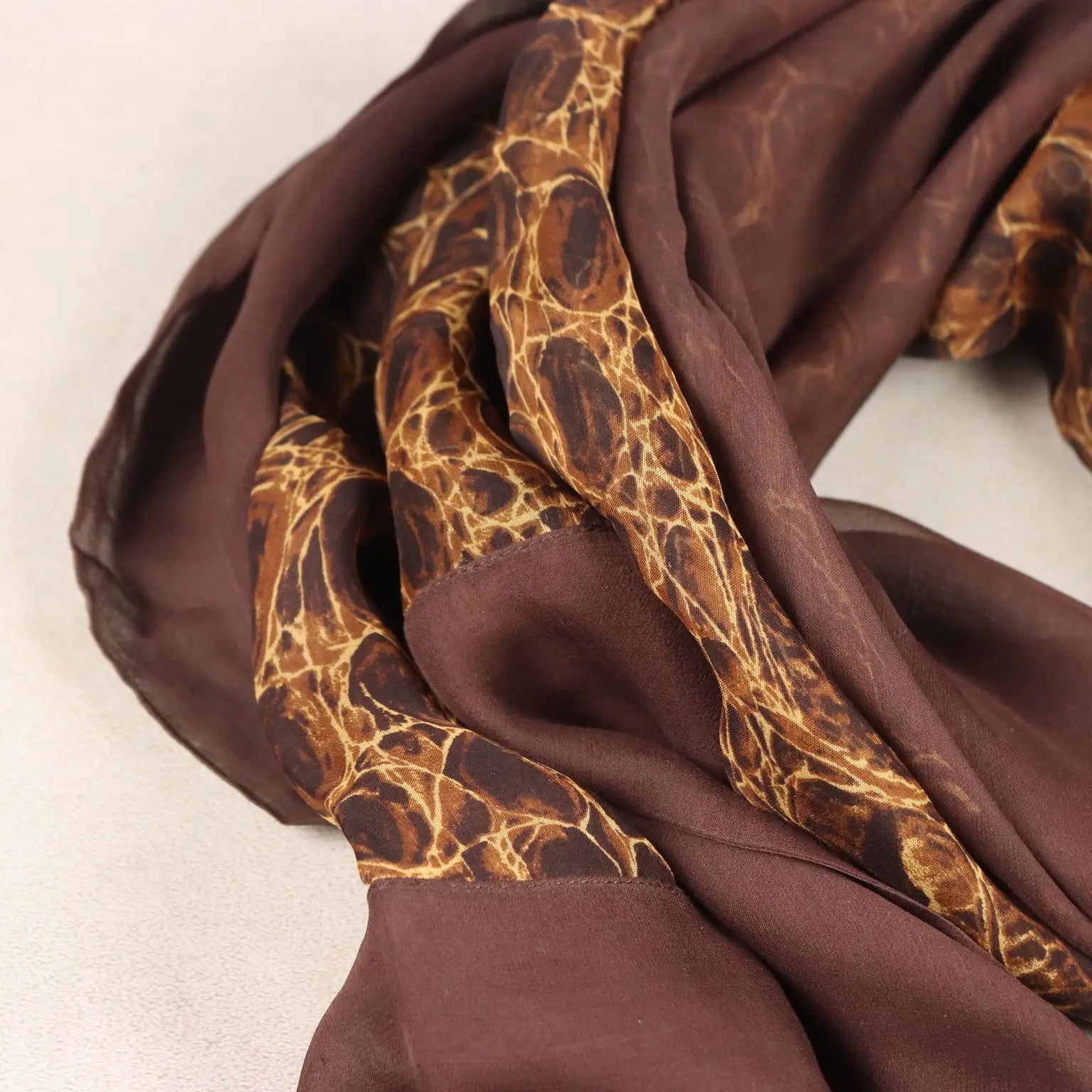 Escada Silk Stole with Brown Animal Print Second Hand Germany