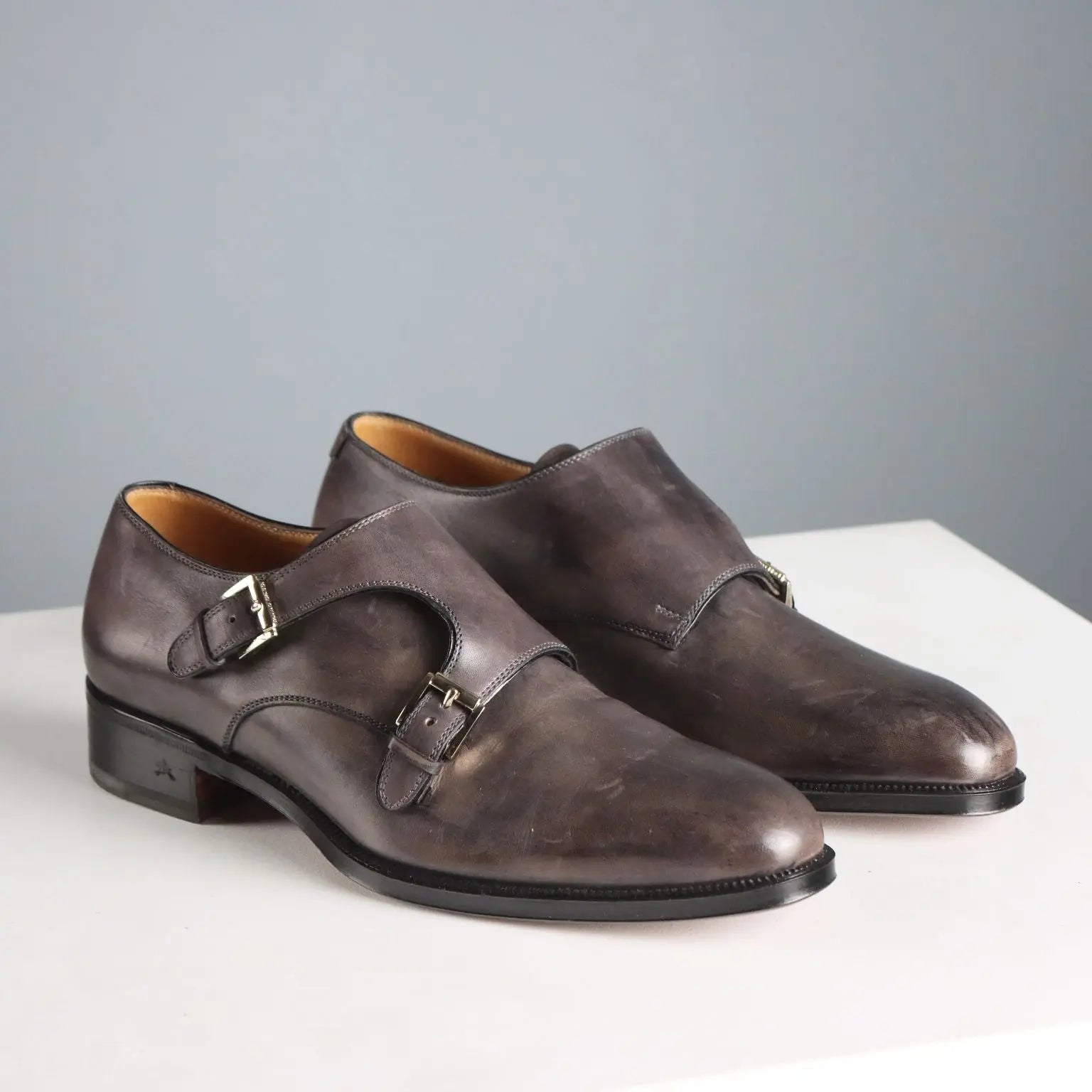 Dark Grey Double Monk Shoes Tanino Crisci UK Size 7 Second Hand