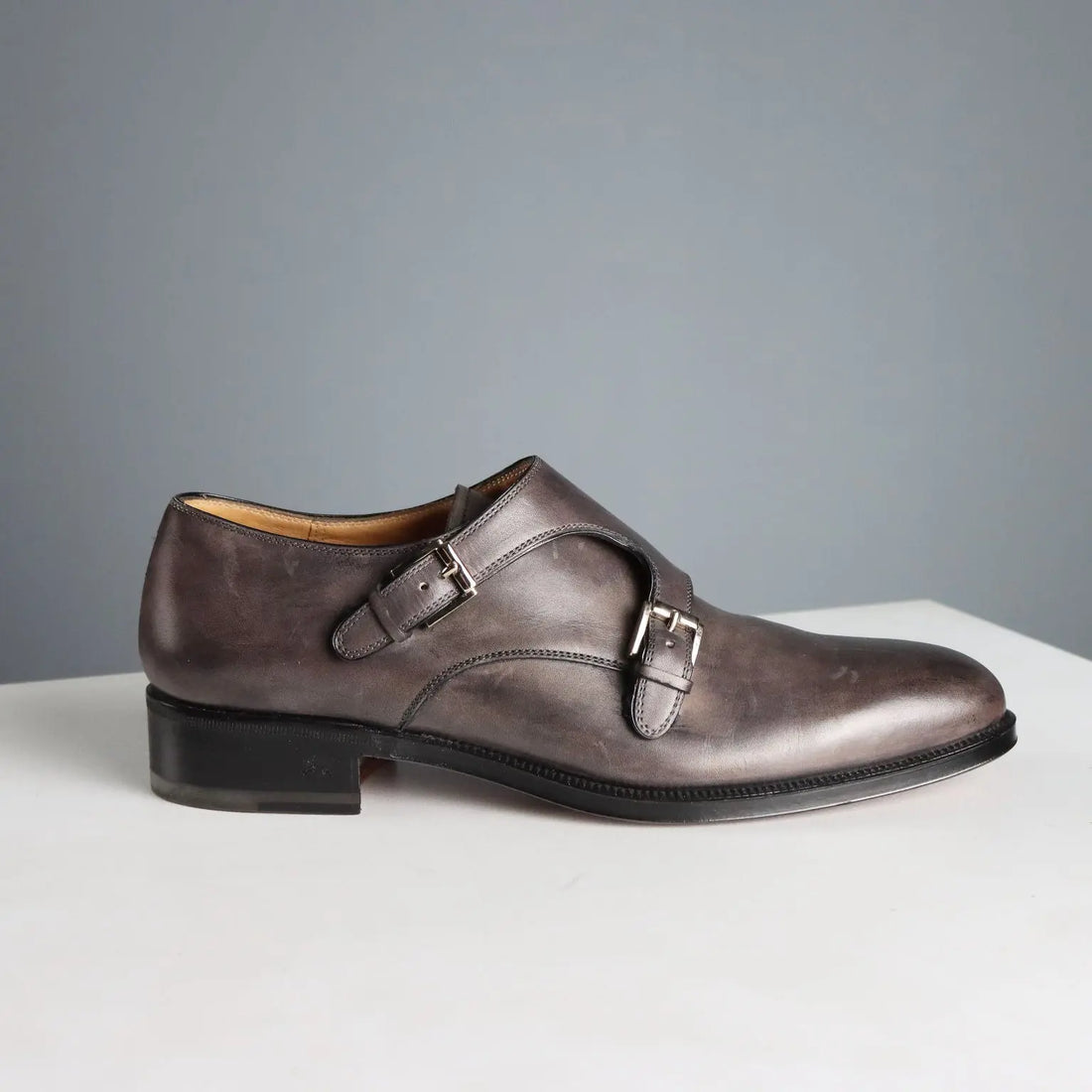 Dark Grey Double Monk Shoes Tanino Crisci UK Size 7 Second Hand