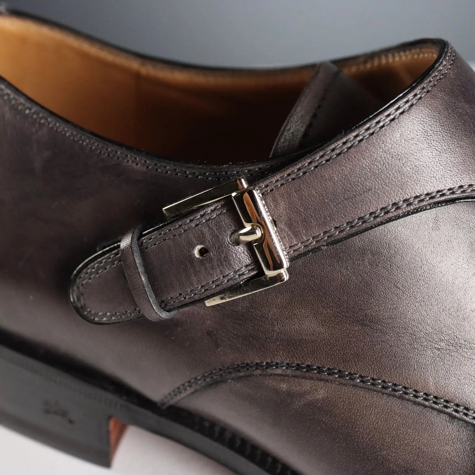 Dark Grey Double Monk Shoes Tanino Crisci UK Size 7 Second Hand