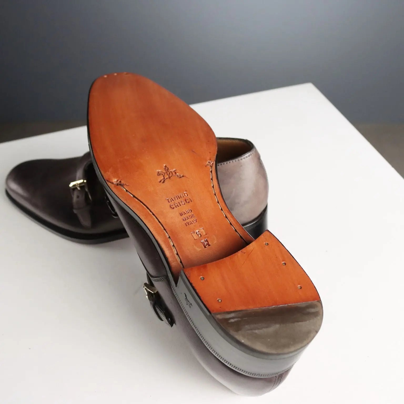 Dark Grey Double Monk Shoes Tanino Crisci UK Size 7 Second Hand