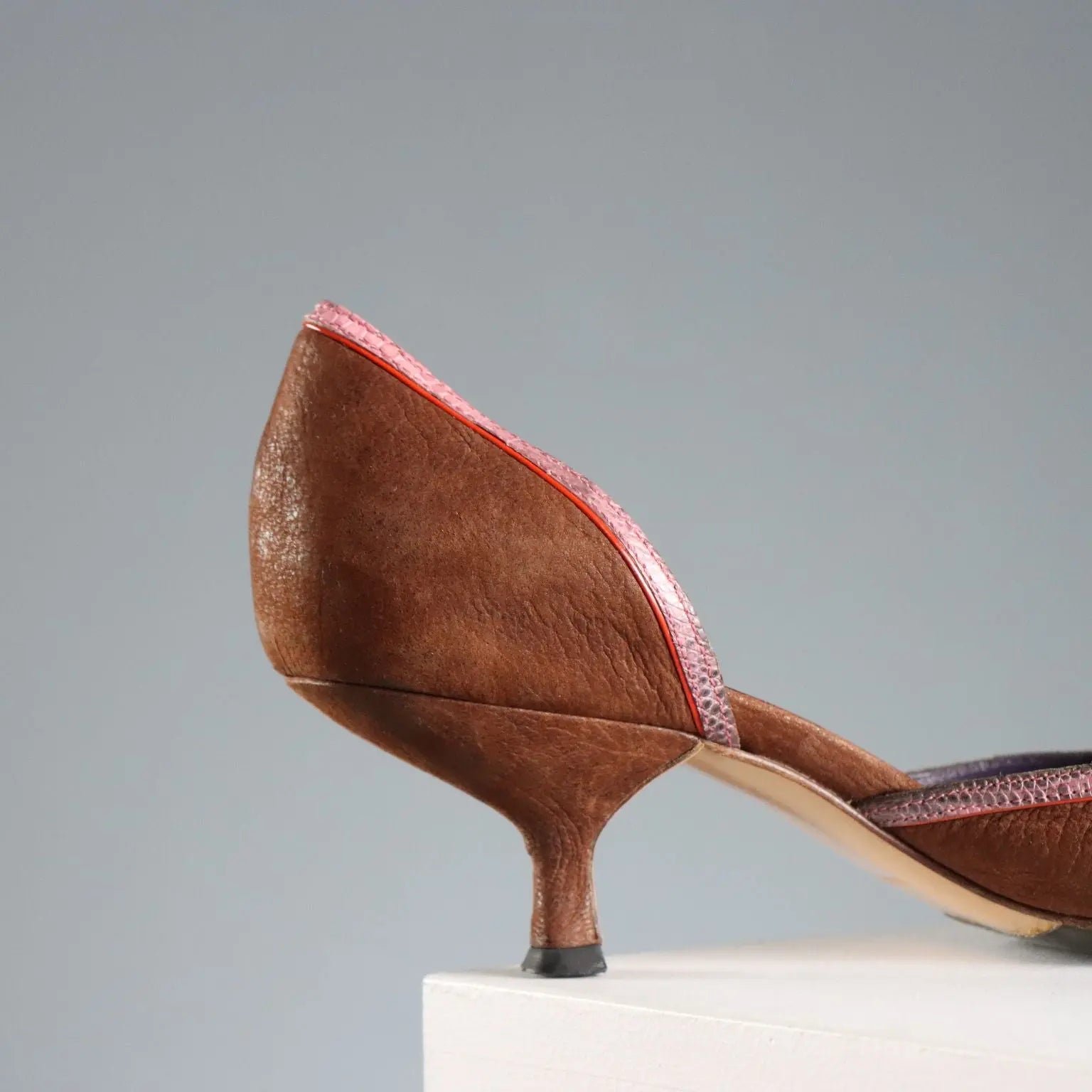 Prada Y2K Shoes Brown Pink Leather UK Size 2,5 Italy 2002