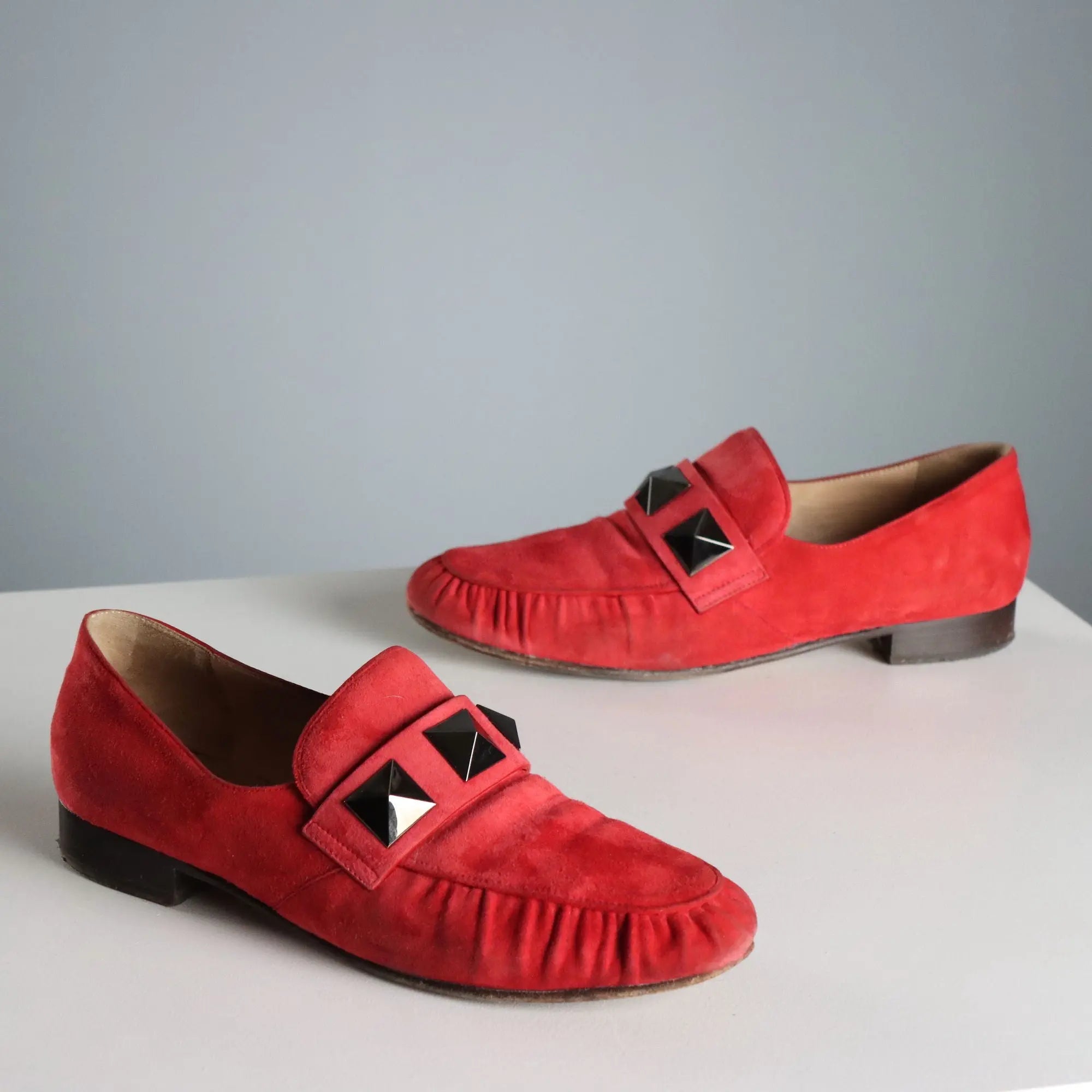 Valentino Roman Stud Suede Loafers UK Size 3 Second Hand Italy