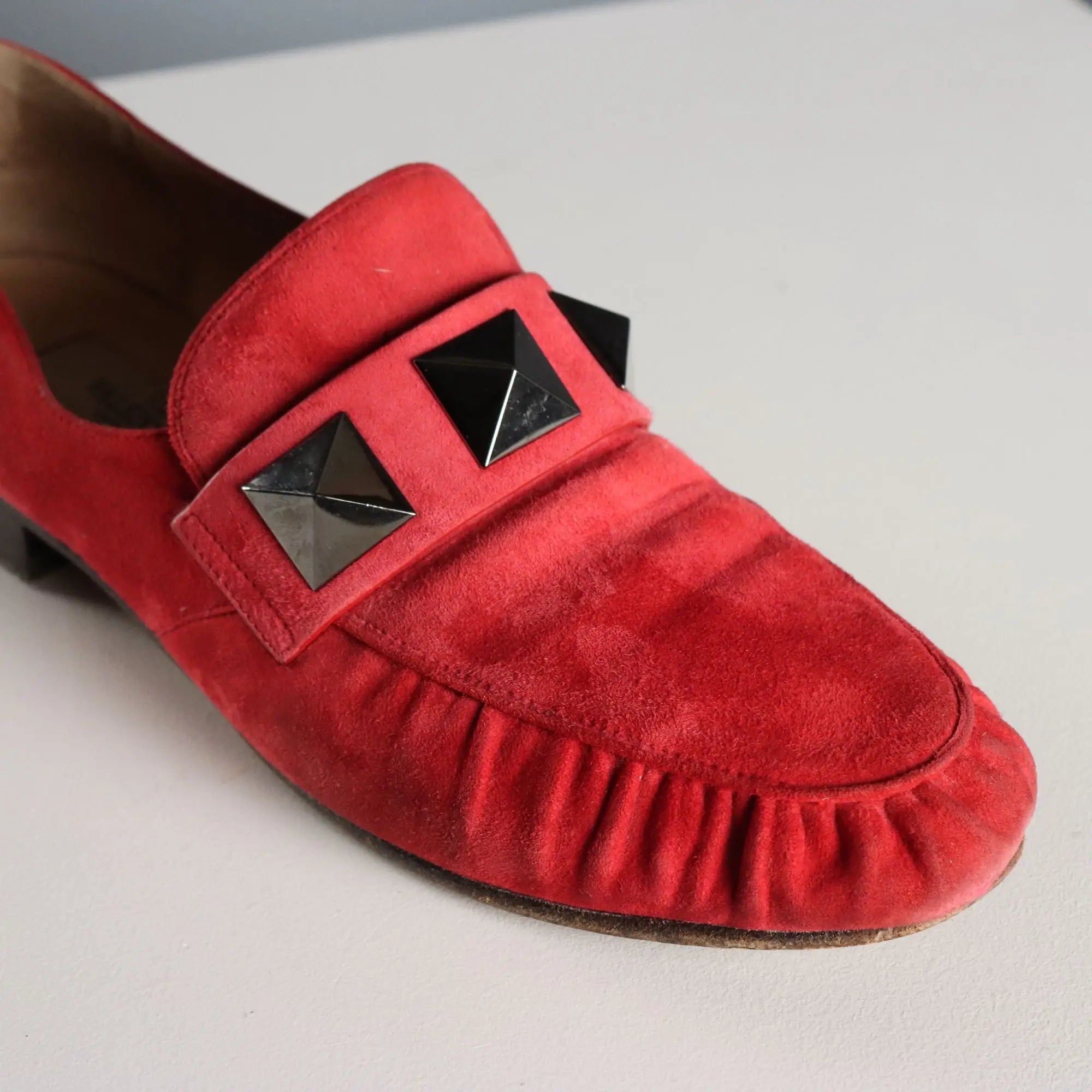 Valentino Roman Stud Suede Loafers UK Size 3 Second Hand Italy