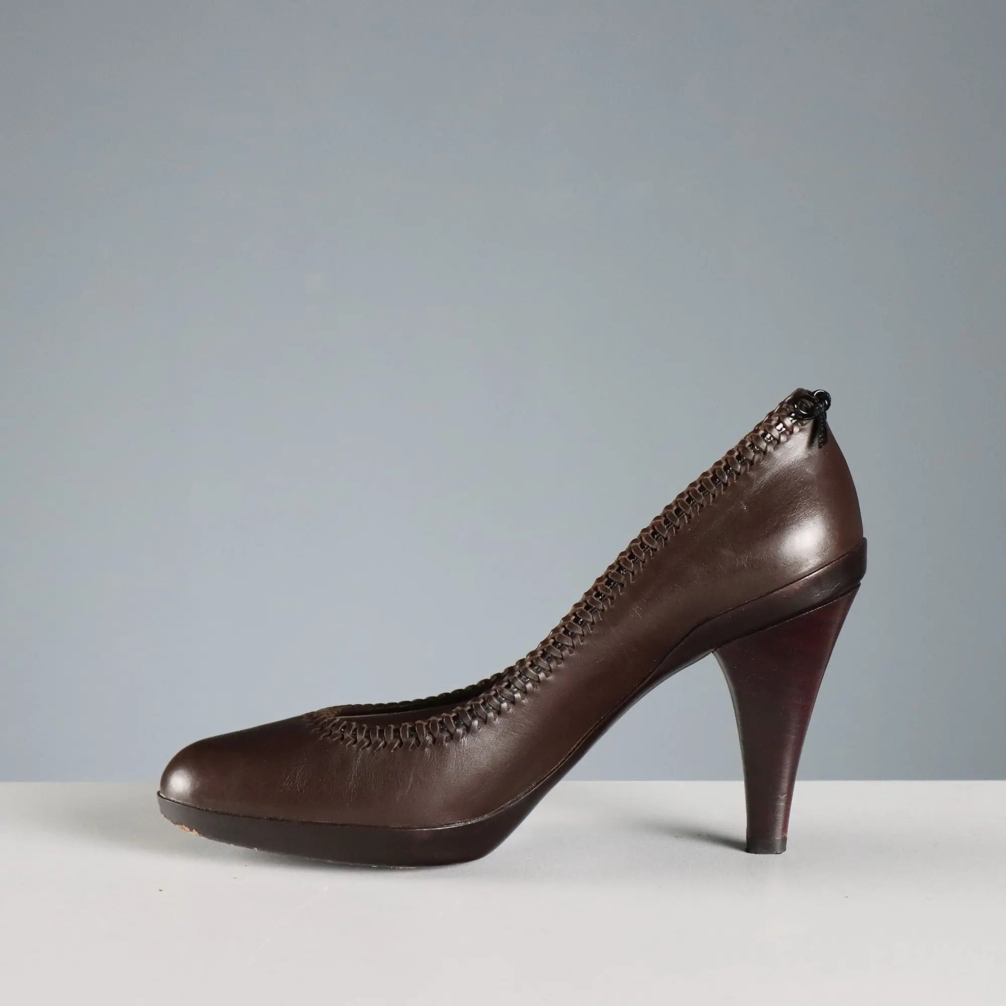 Ferragamo Dark Brown Leather Pumps UK Size 3,5 Second Hand