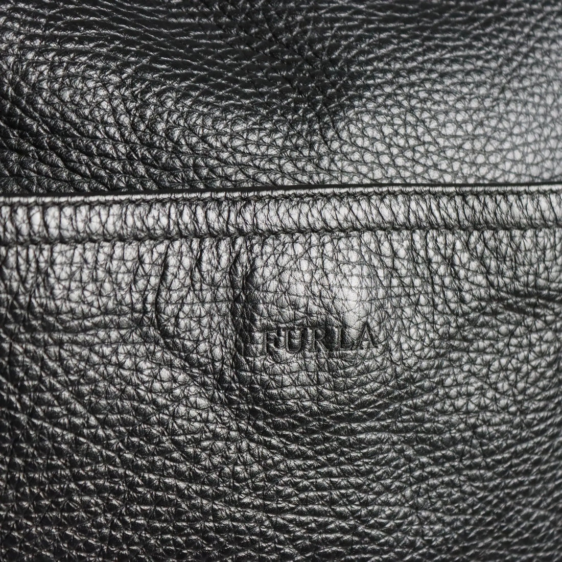 Furla Black Leather Bag with Metal Details Second Hand Italy
