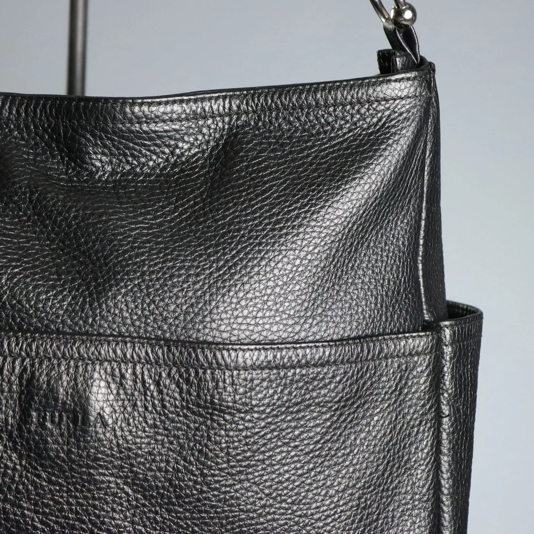 Furla Black Leather Bag with Metal Details Second Hand Italy