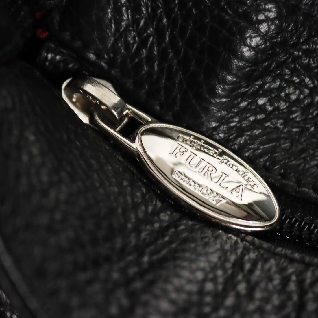 Furla Black Leather Bag with Metal Details Second Hand Italy
