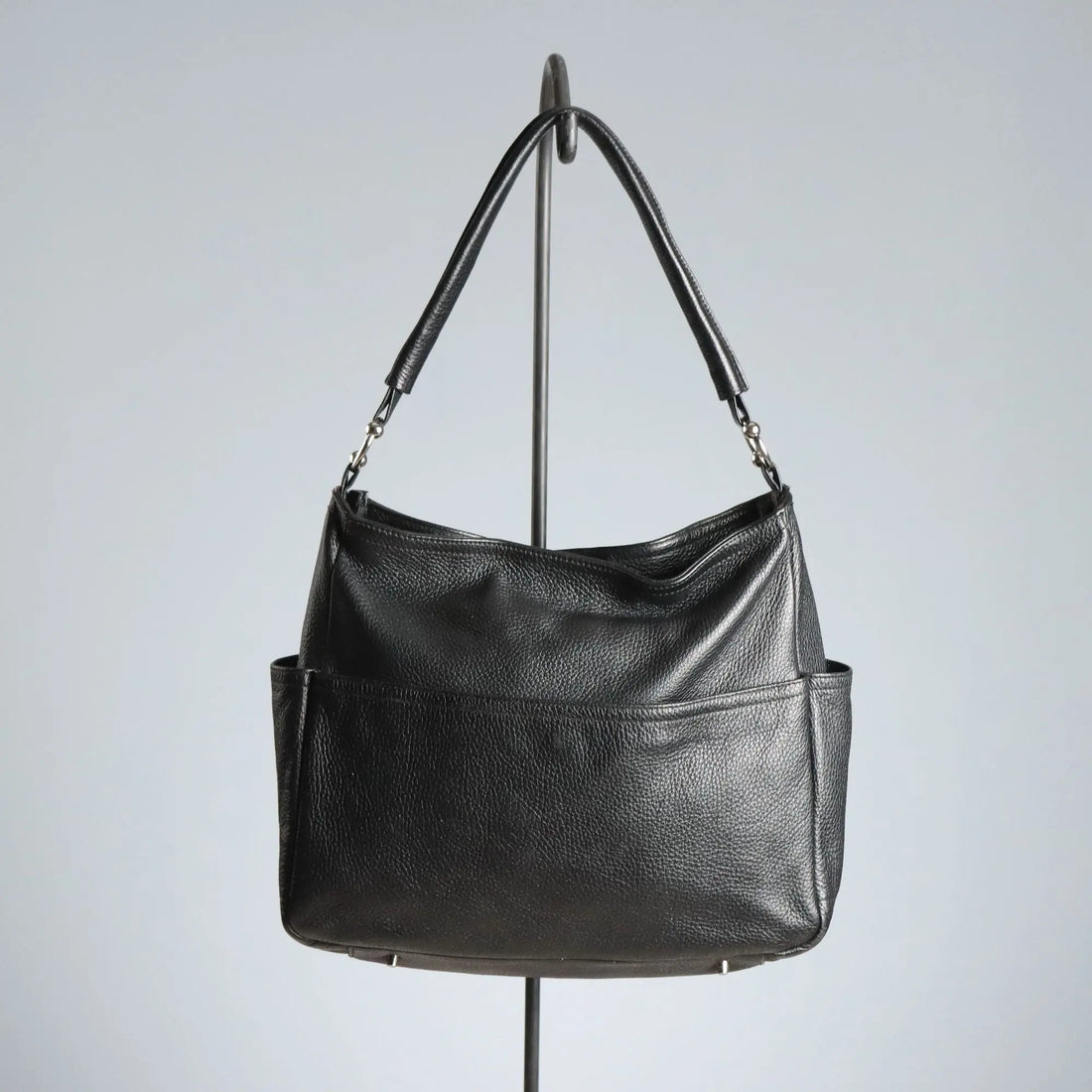 Furla Black Leather Bag with Metal Details Second Hand Italy