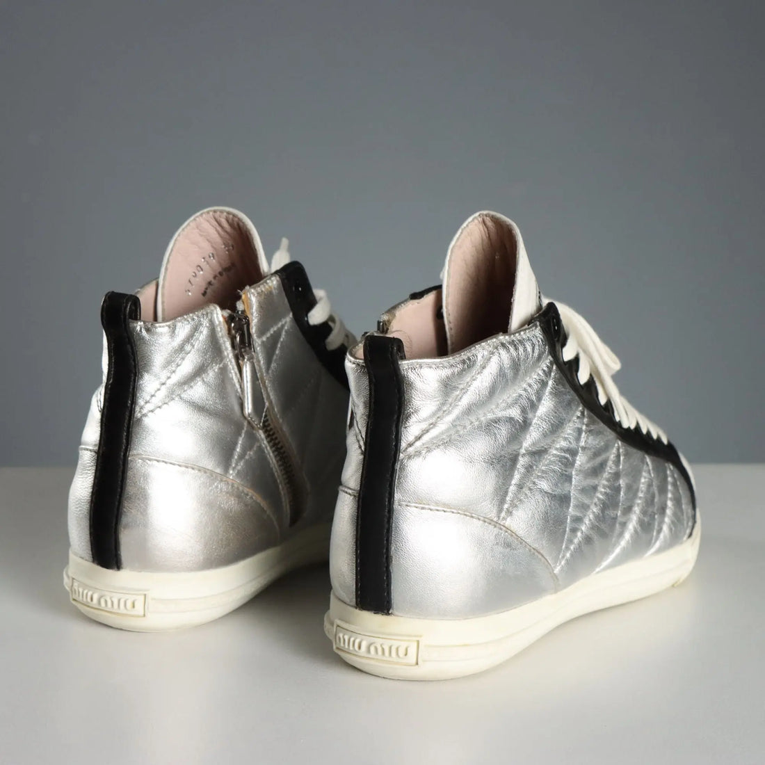 Miu Miu Sneakers Silvered Leather UK Size 6 Second Hand Italy
