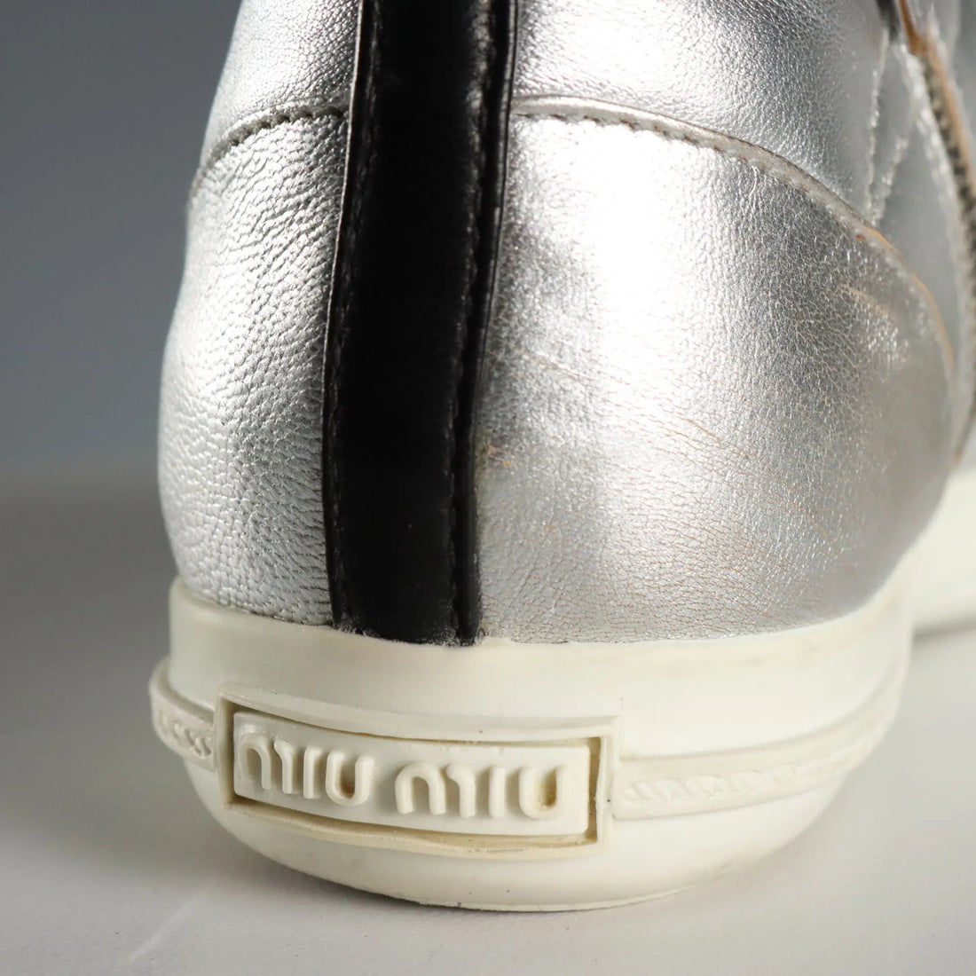 Miu Miu Sneakers Silvered Leather UK Size 6 Second Hand Italy