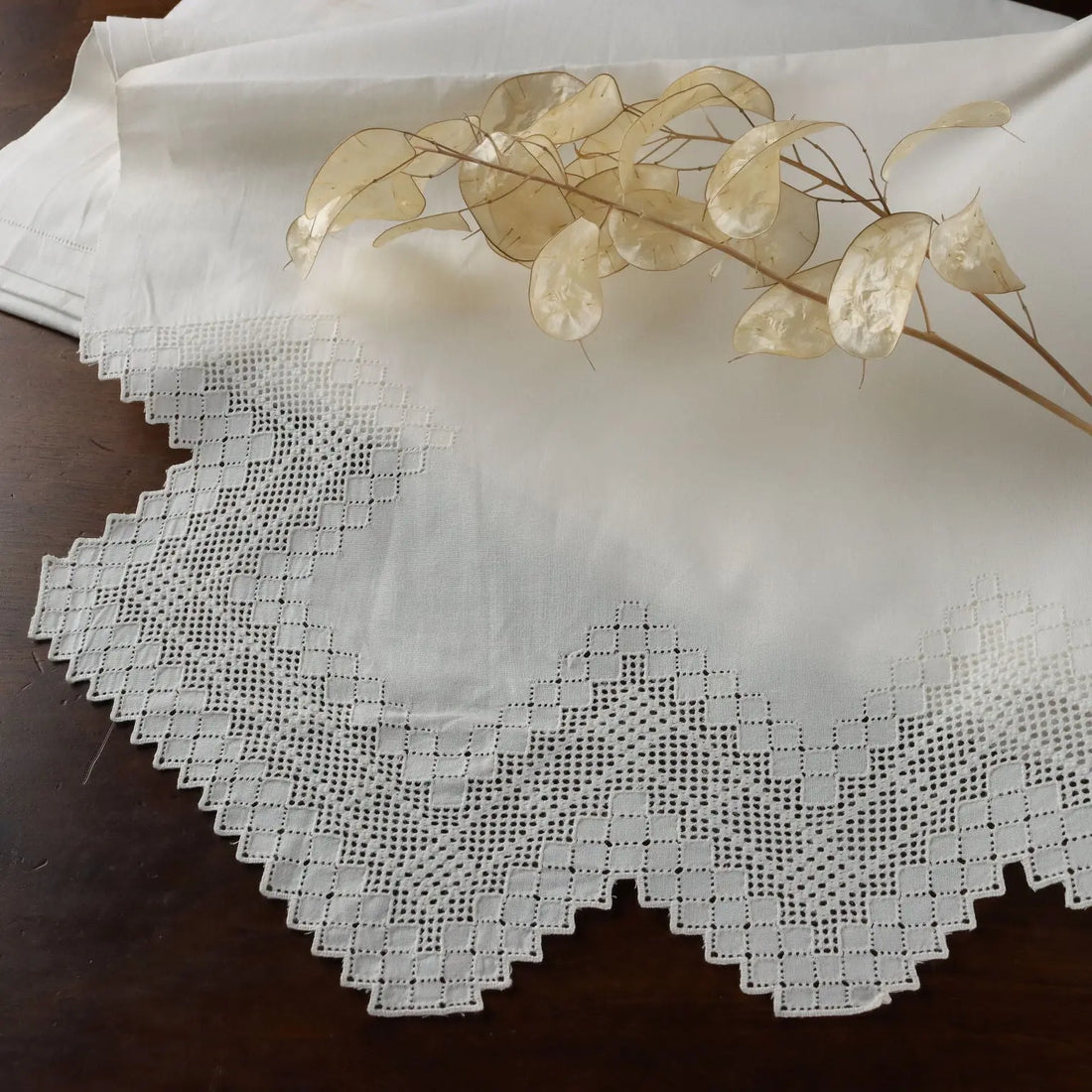 Double Bedsheet With 2 Pillowcases Cotton Italy 20th Century | Clothing & House Linens | Antique House Linens