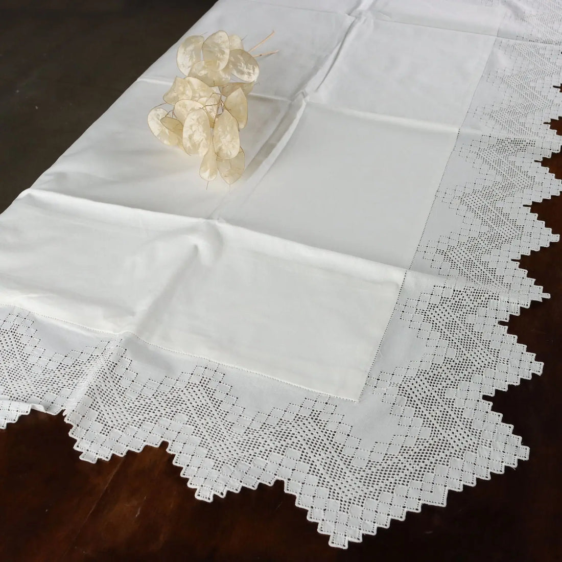 Double Bedsheet With 2 Pillowcases Cotton Italy 20th Century | Clothing & House Linens | Antique House Linens