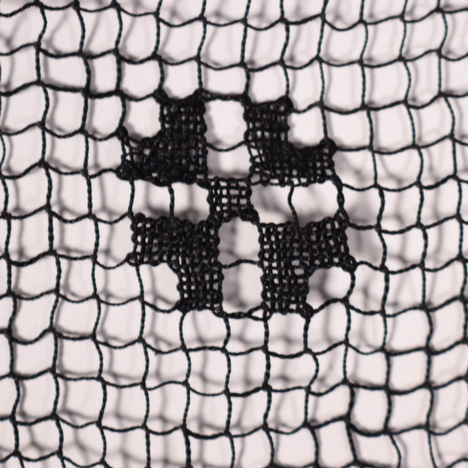 Scialle in Filet Nero Vintage in Cotone Nero Italia XX Secolo