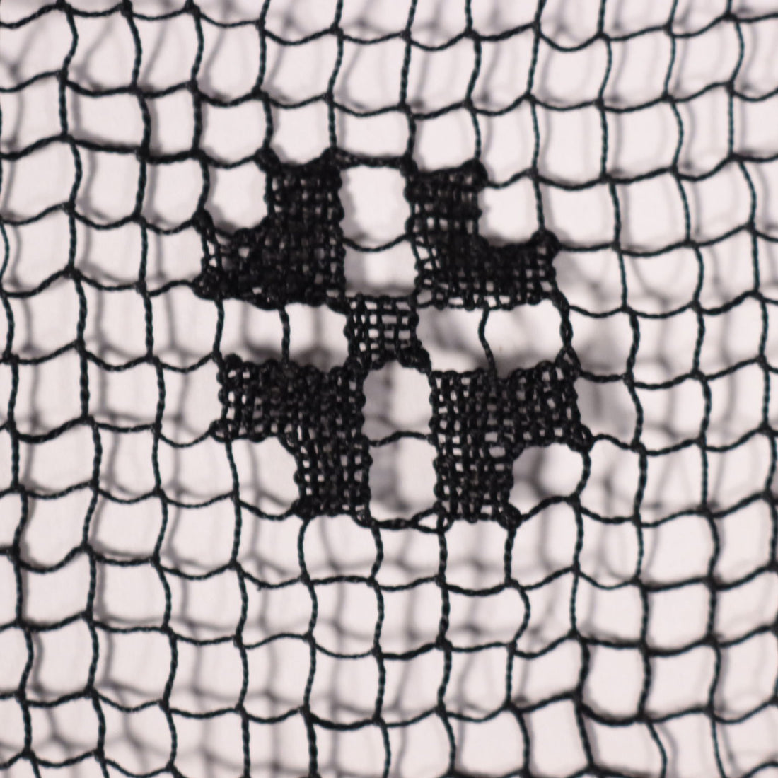 Scialle in Filet Nero Vintage in Cotone Nero Italia XX Secolo