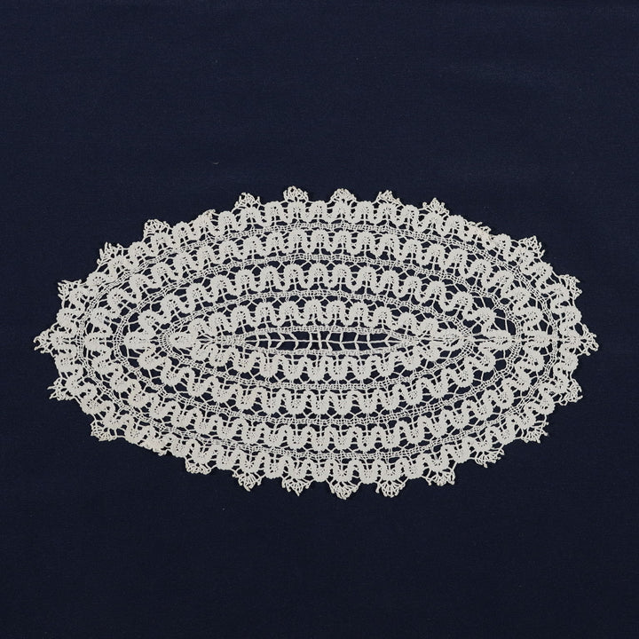 Centrino Ovale Antico in Tombolo '900 Composizione Cotone color Bianco