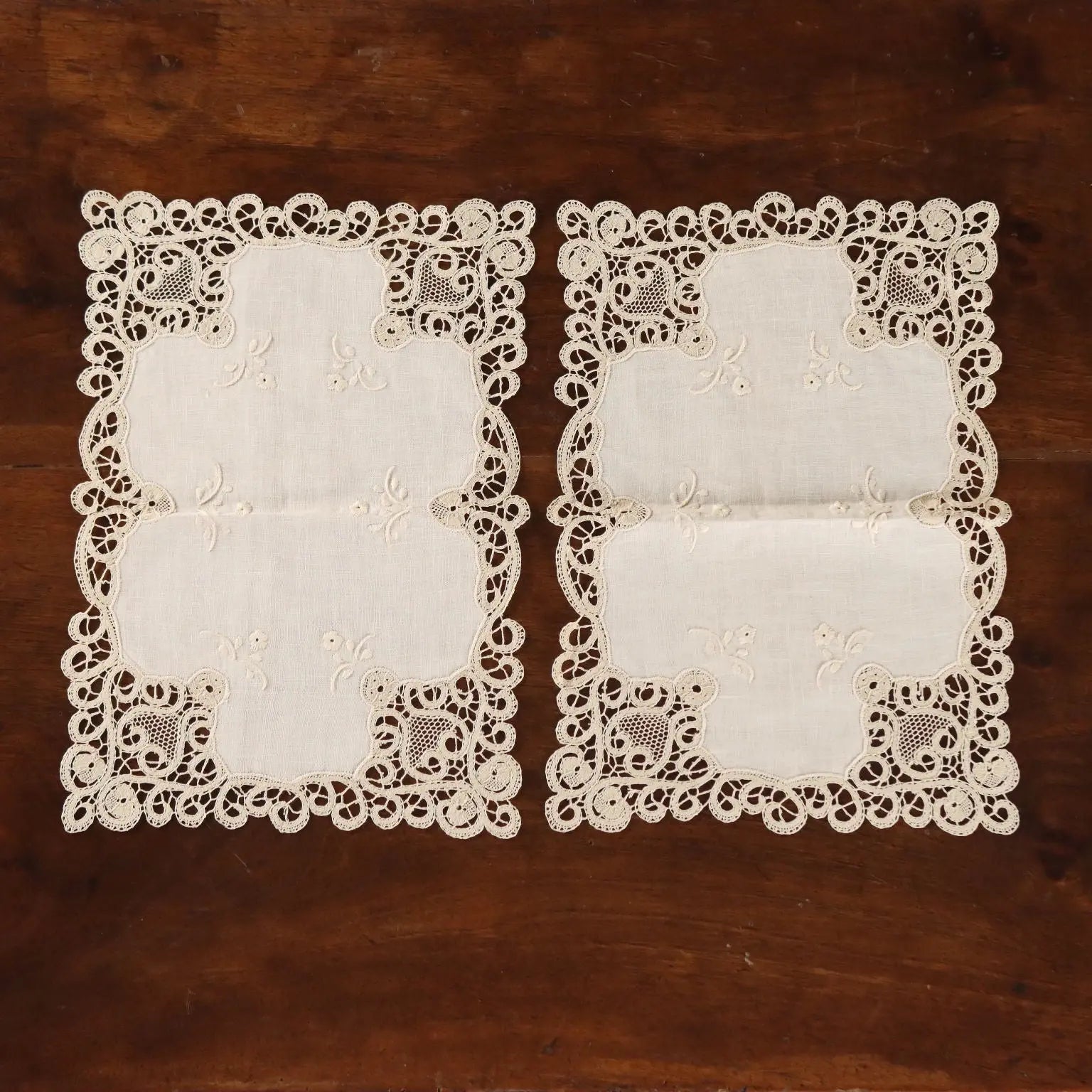 Tablecloth with 12 Napkins Cantù Lace Linen 112 x 72 In
