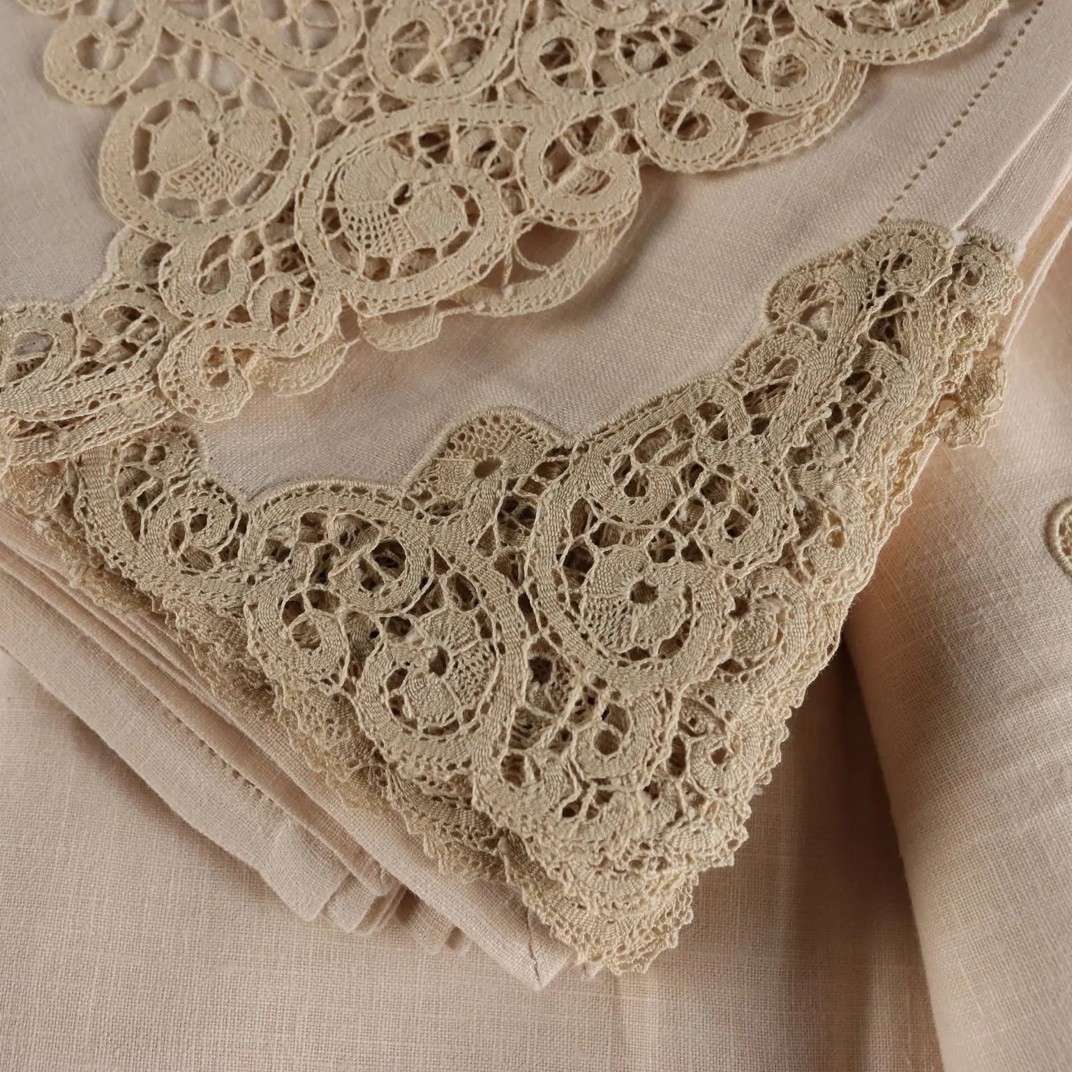 Tablecloth with 12 Napkins Cantù Lace Linen 112 x 72 In