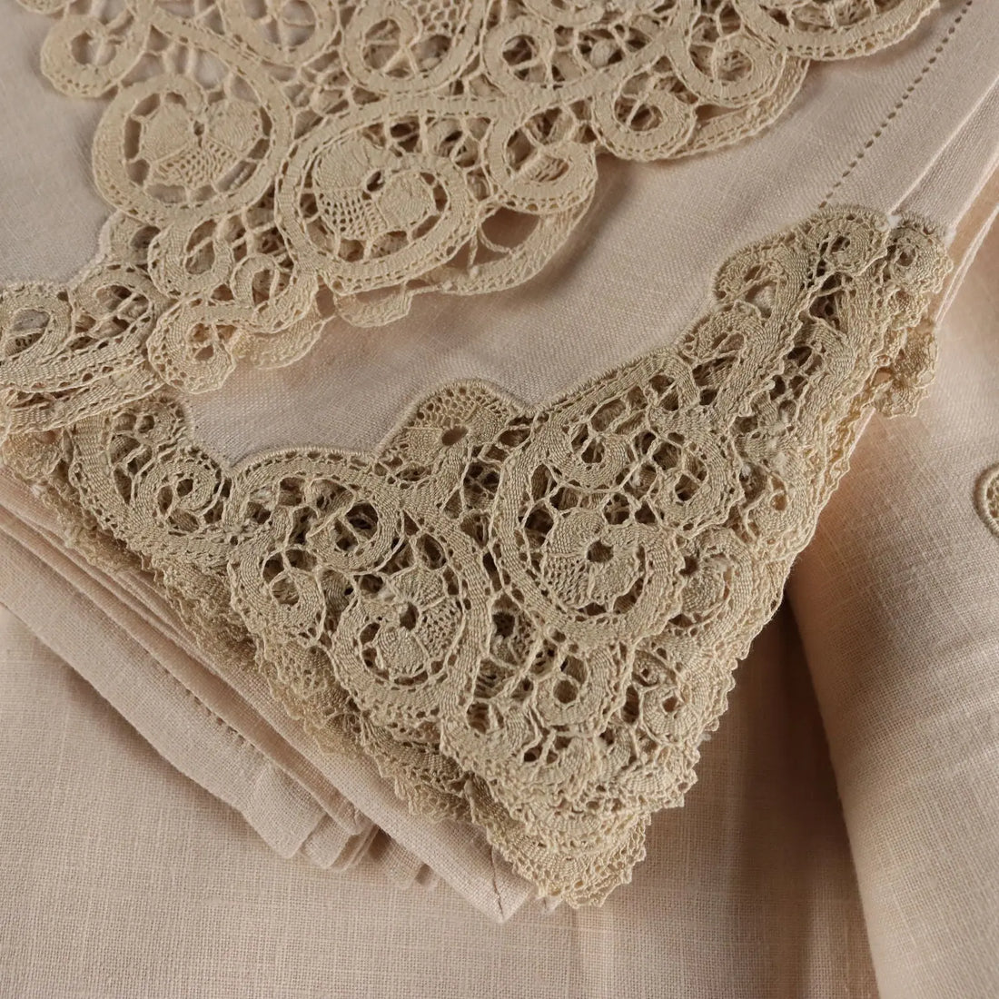 Tablecloth with 12 Napkins Cantù Lace Linen 112 x 72 In