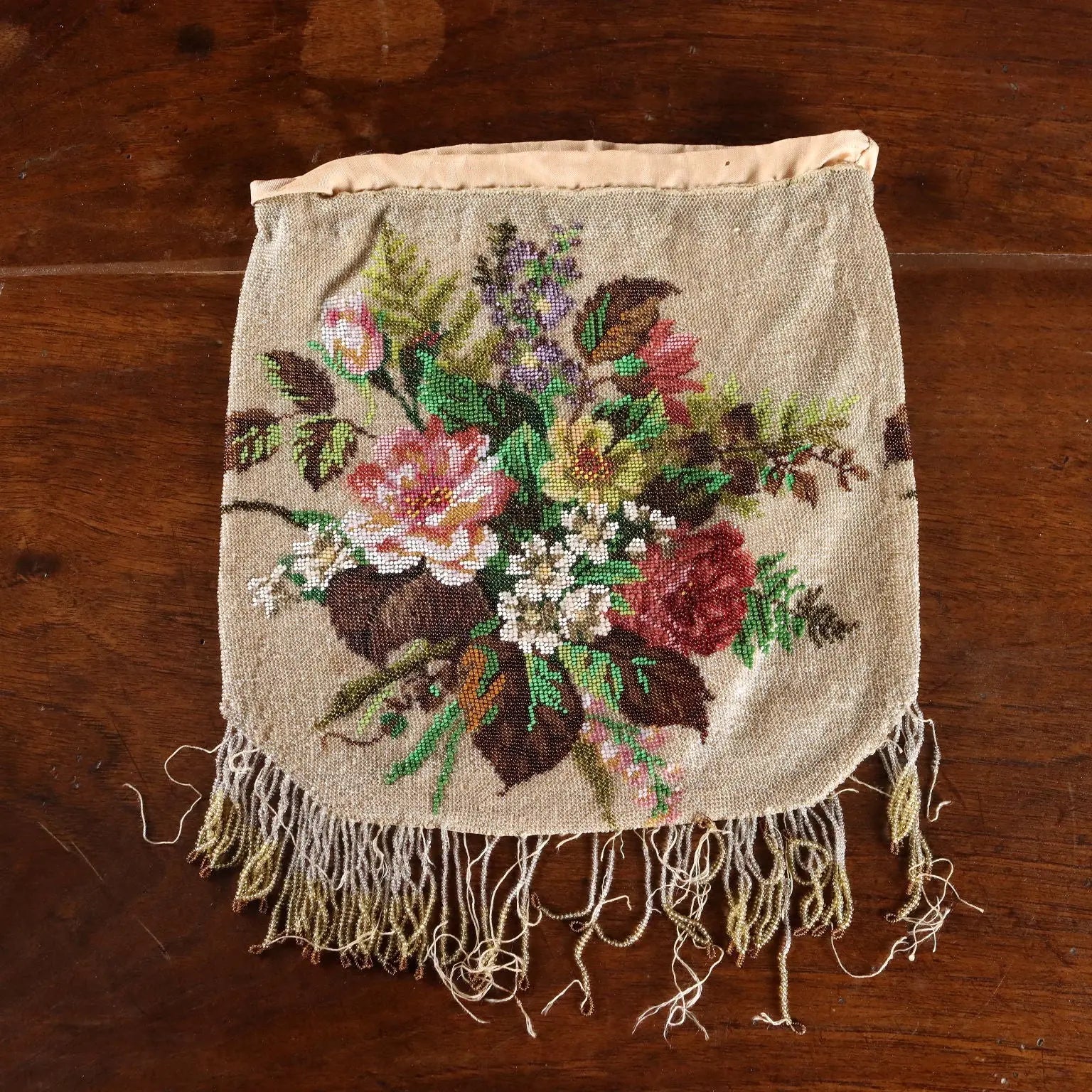 Vintage Handbag Glass Beads Flowers Italy XX Century | Clothing & House Linens | Antique House Linens