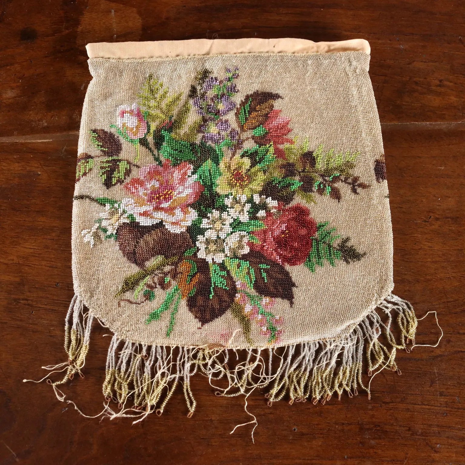 Vintage Handbag Glass Beads Flowers Italy XX Century | Clothing & House Linens | Antique House Linens