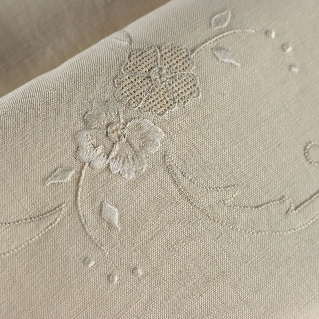 Double Bed Sheet with 2 Pillowcases Linen Satin Stitch Italy | Clothing & House Linens | Antique House Linens