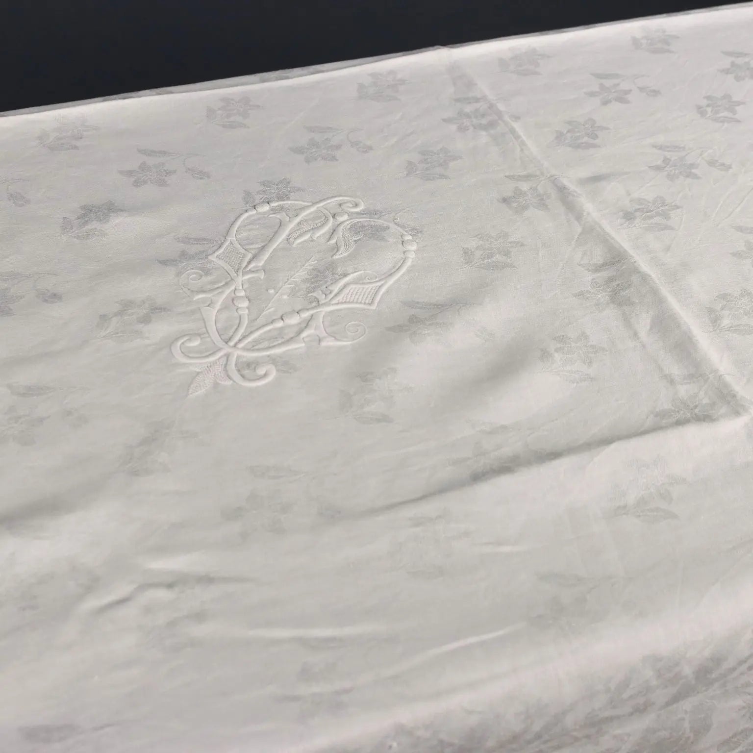 Antique Tablecloth Linen Full Stitch Embroidery 154 x 71 In - 154 x 71 In | Clothing & House Linens | Antique House Linens