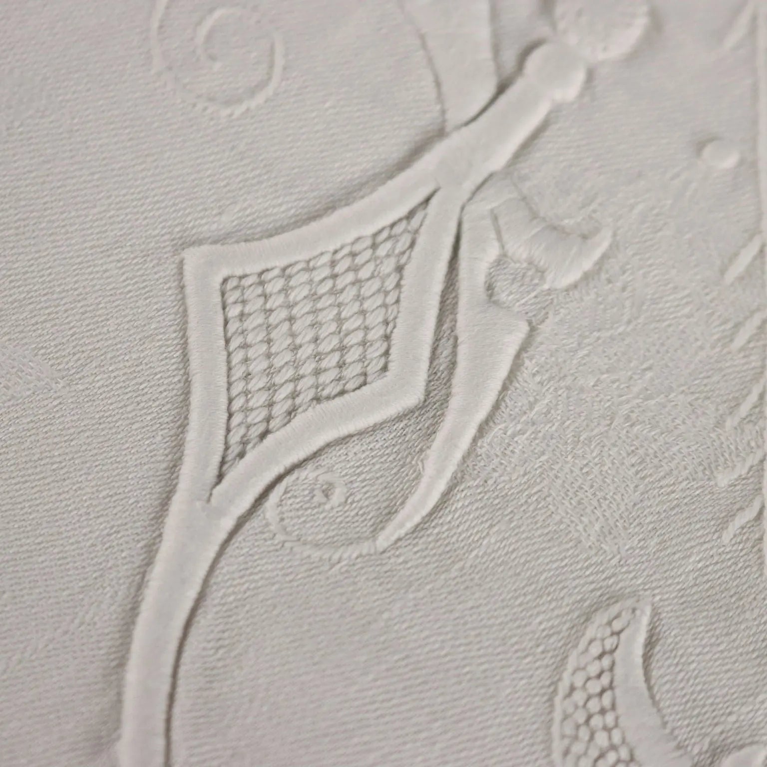 Antique Tablecloth Linen Full Stitch Embroidery 154 x 71 In - 154 x 71 In | Clothing & House Linens | Antique House Linens