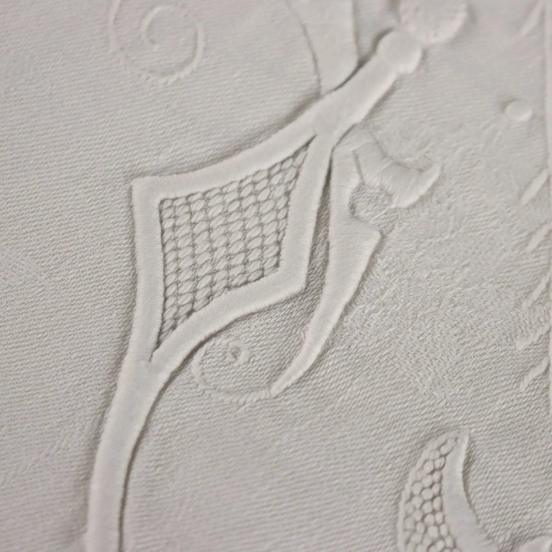 Antique Tablecloth Linen Full Stitch Embroidery 154 x 71 In - 154 x 71 In | Clothing & House Linens | Antique House Linens