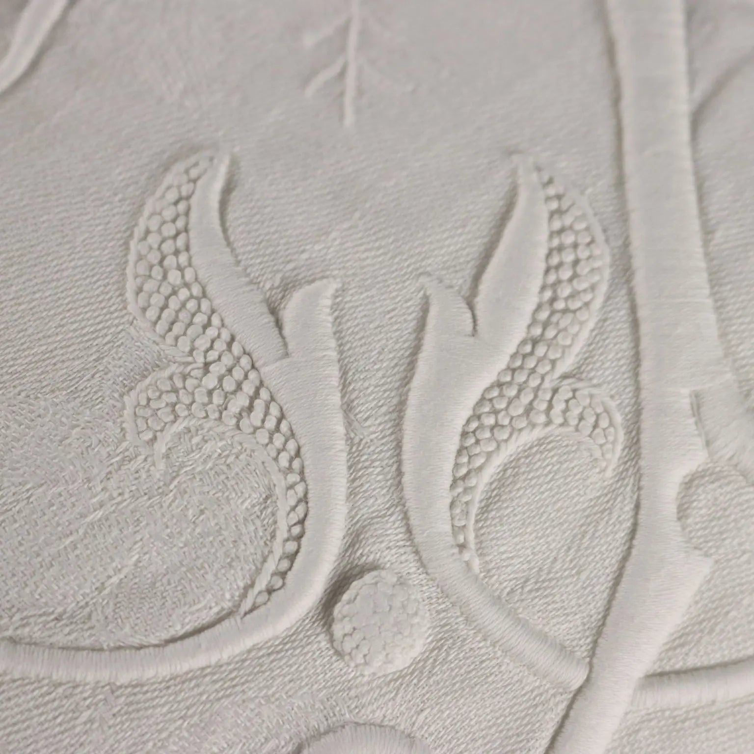 Antique Tablecloth Linen Full Stitch Embroidery 154 x 71 In - 154 x 71 In | Clothing & House Linens | Antique House Linens