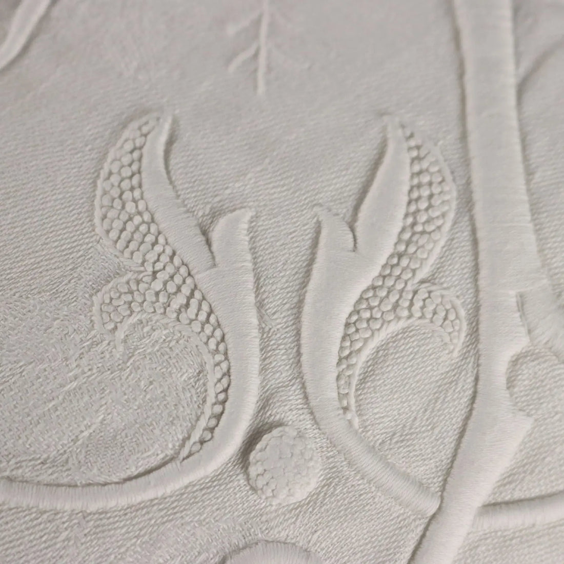 Antique Tablecloth Linen Full Stitch Embroidery 154 x 71 In - 154 x 71 In | Clothing & House Linens | Antique House Linens