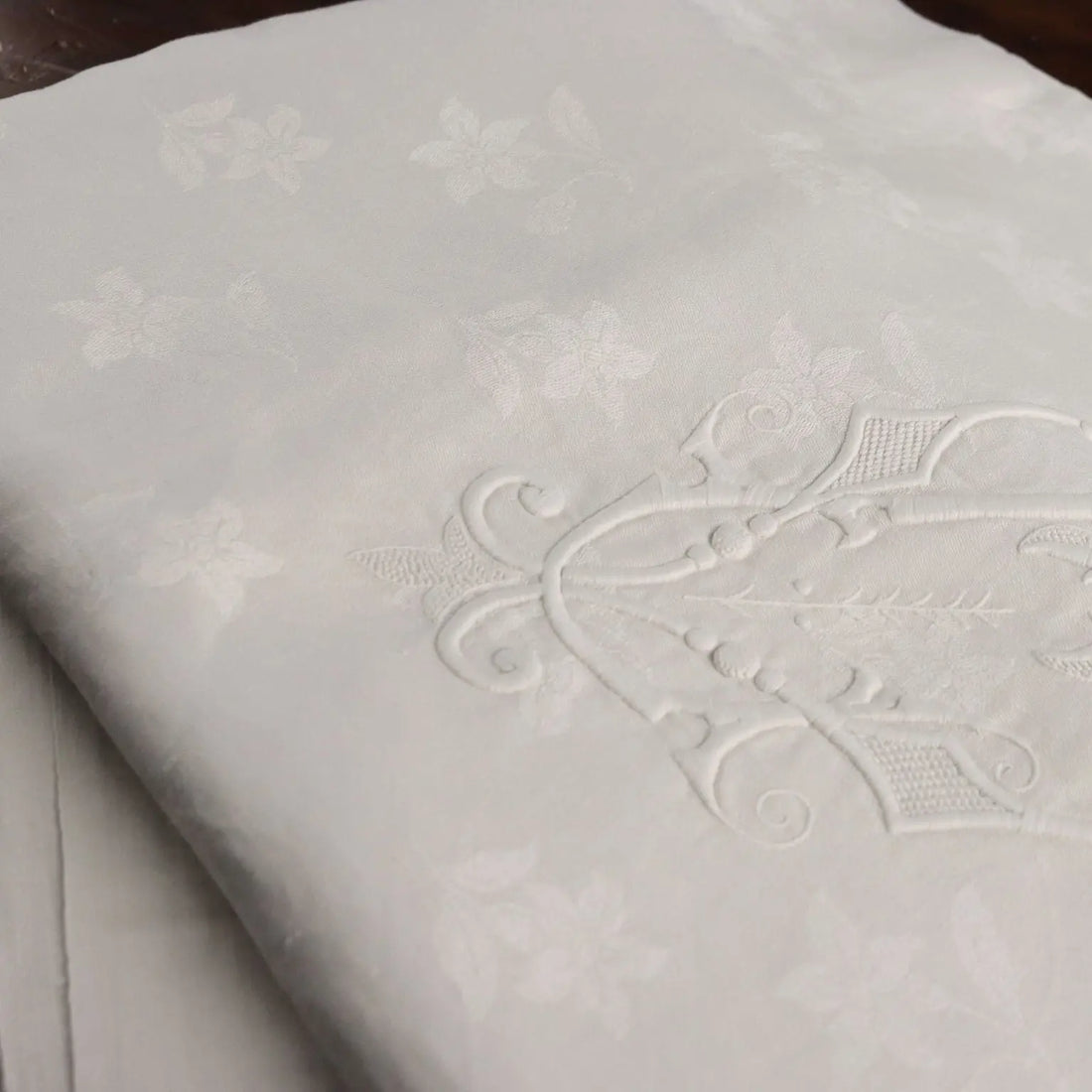 Antique Tablecloth Linen Full Stitch Embroidery 154 x 71 In - 154 x 71 In | Clothing & House Linens | Antique House Linens