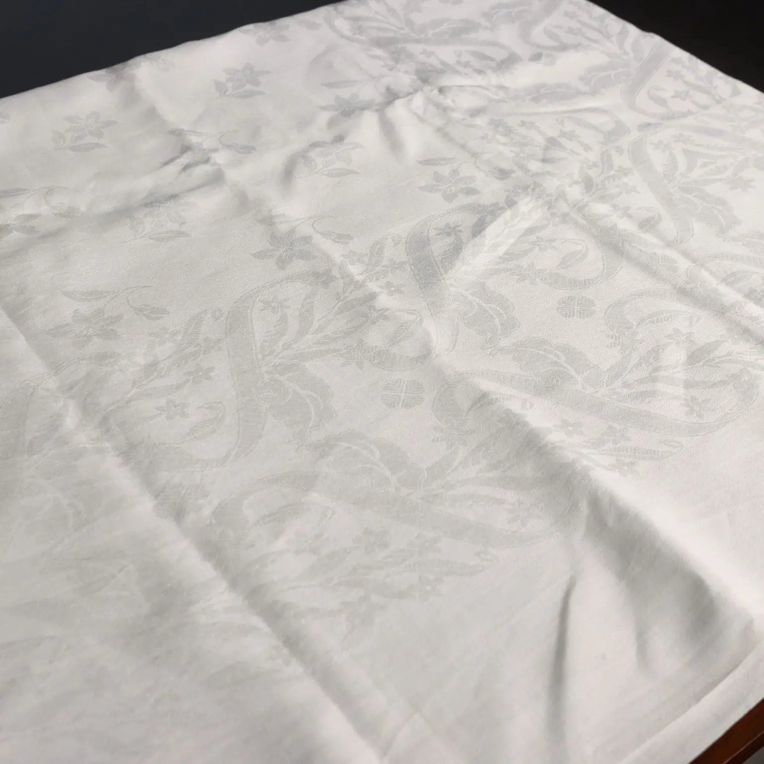 Antique Tablecloth Linen Full Stitch Embroidery 154 x 71 In - 154 x 71 In | Clothing & House Linens | Antique House Linens