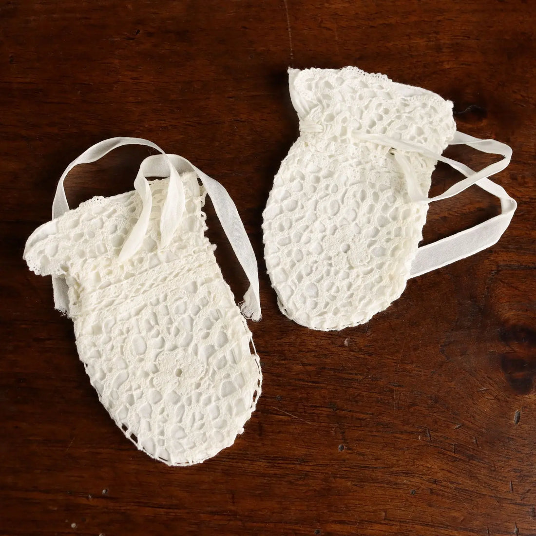 Newborn Cap Gloves Bib Handmade Linen Second Hand