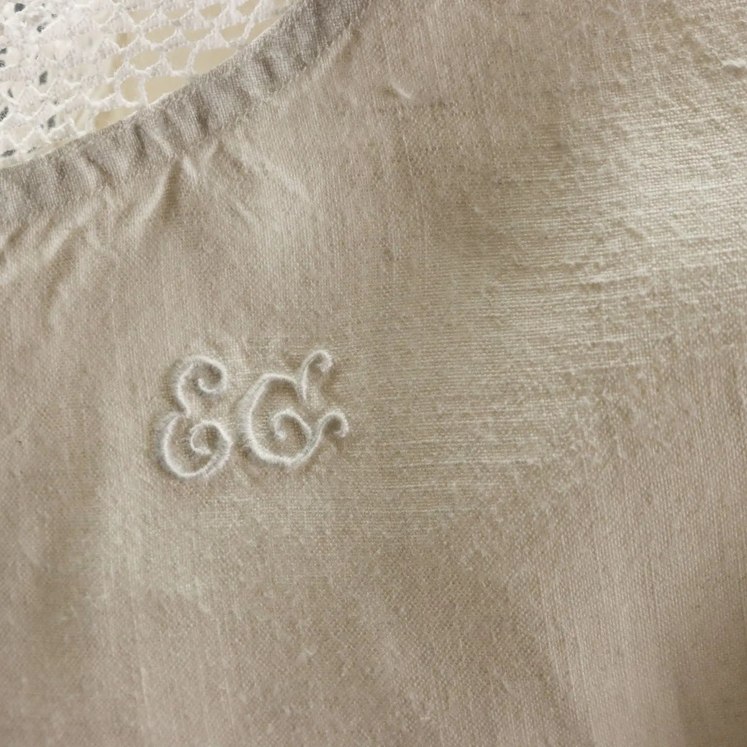 Linen Nightgown Needlepoint Inserts Italy Second Hand | Clothing & House Linens | Antique House Linens