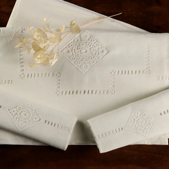 Double Bed Sheeth Cantù Lace Pillowcases 103 x 101 In - 103 x 101 In | Clothing & House Linens | Antique House Linens