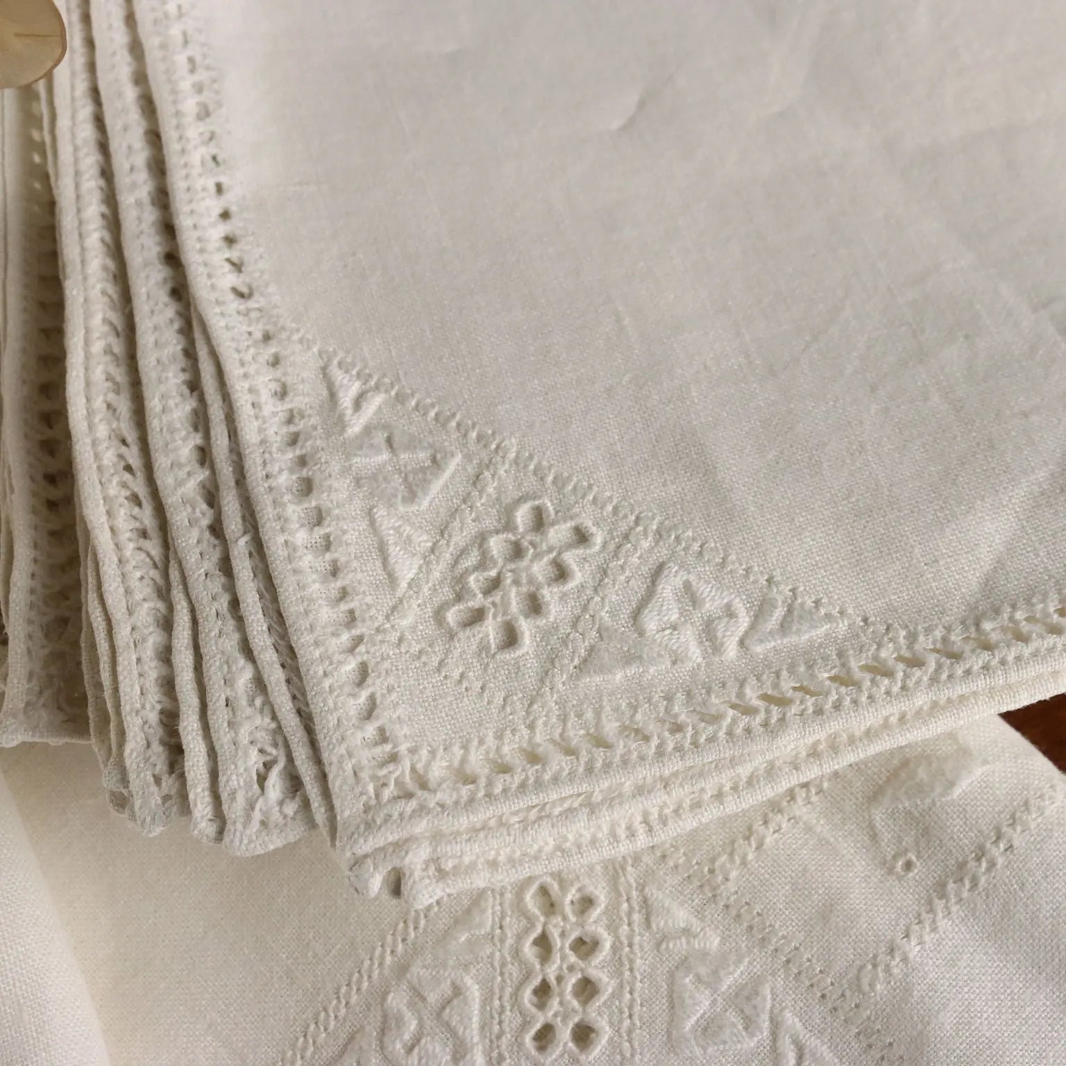Linen Tablecloth with 12 Napkins Decoration Italy 99 x 68 In