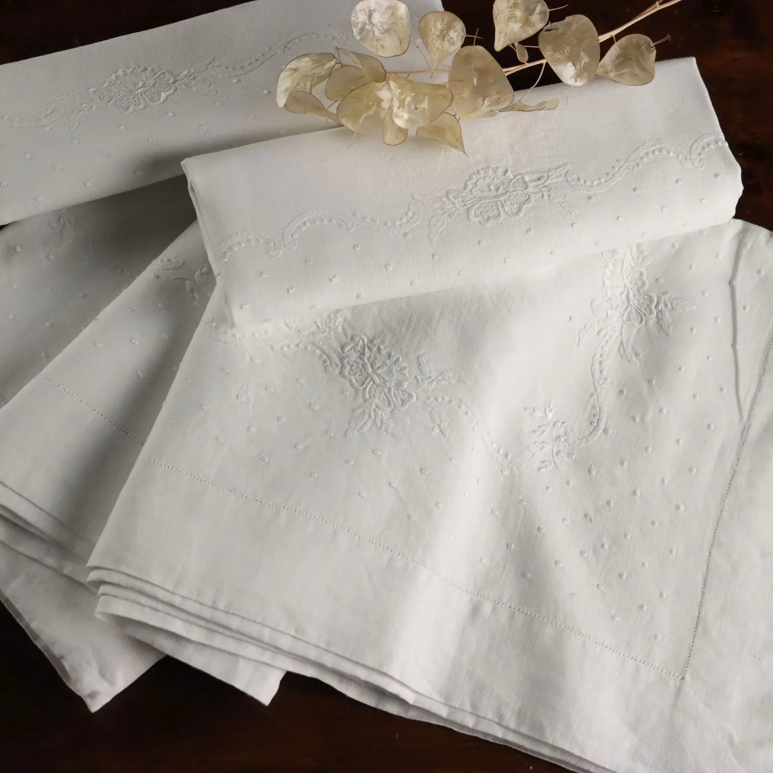 Double Bed Sheeth Linen 2 Pillowcases Second Hand 90 x 103 In