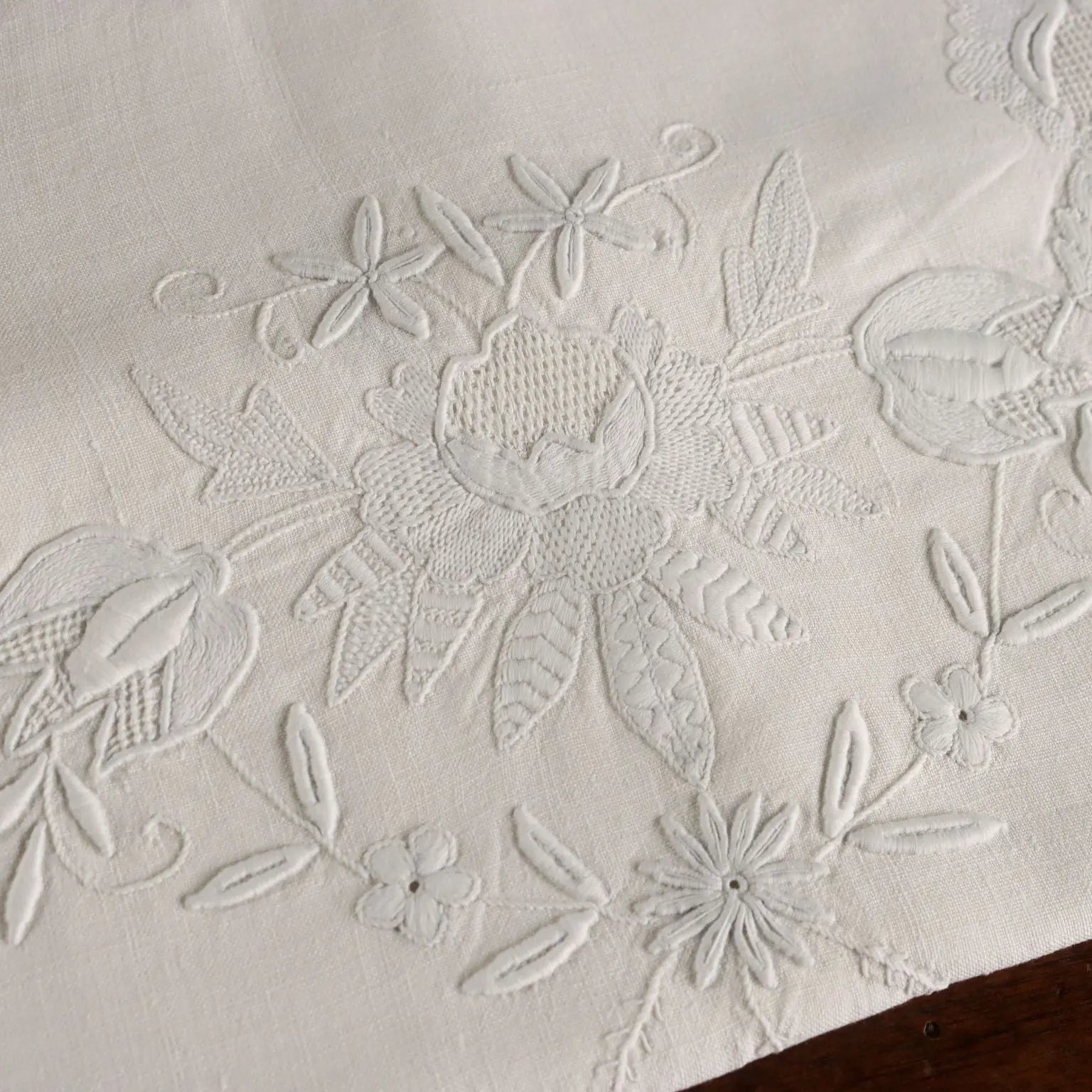 Large Linen Pillowcase Full Stitch Italy 34 x 22 In